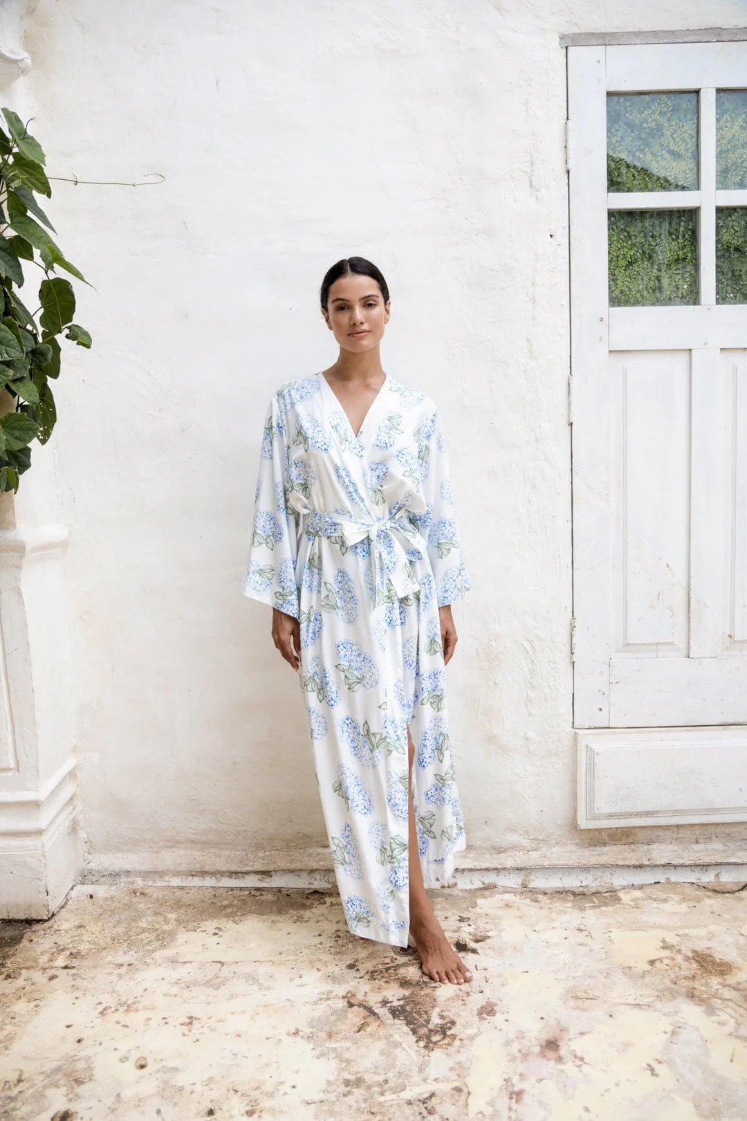 Alice Kimono Robe - Long - Hydrangea Blue - Image 4