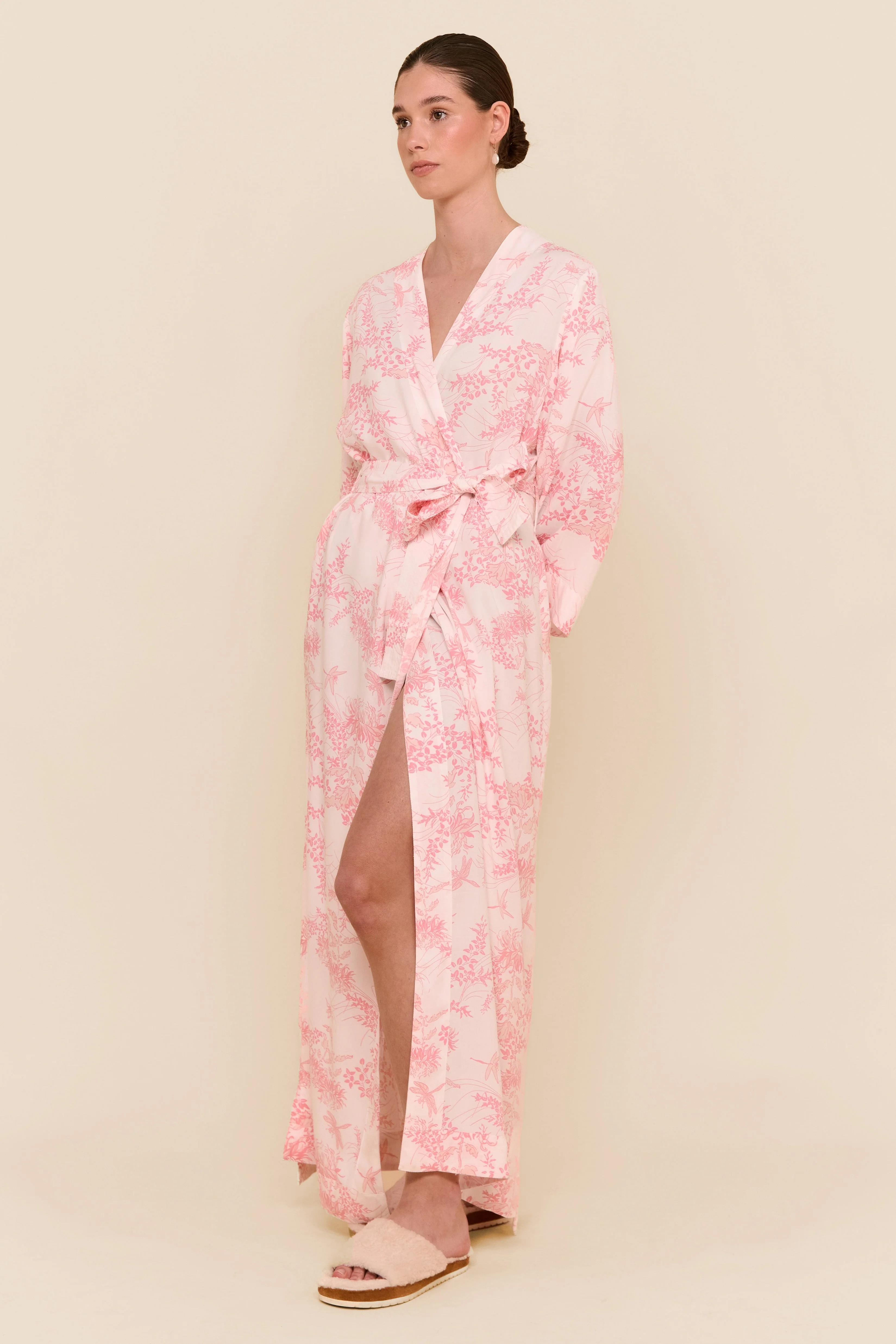 Alice Kimono Robe - Long - Summer Toile - Pink - Image 3