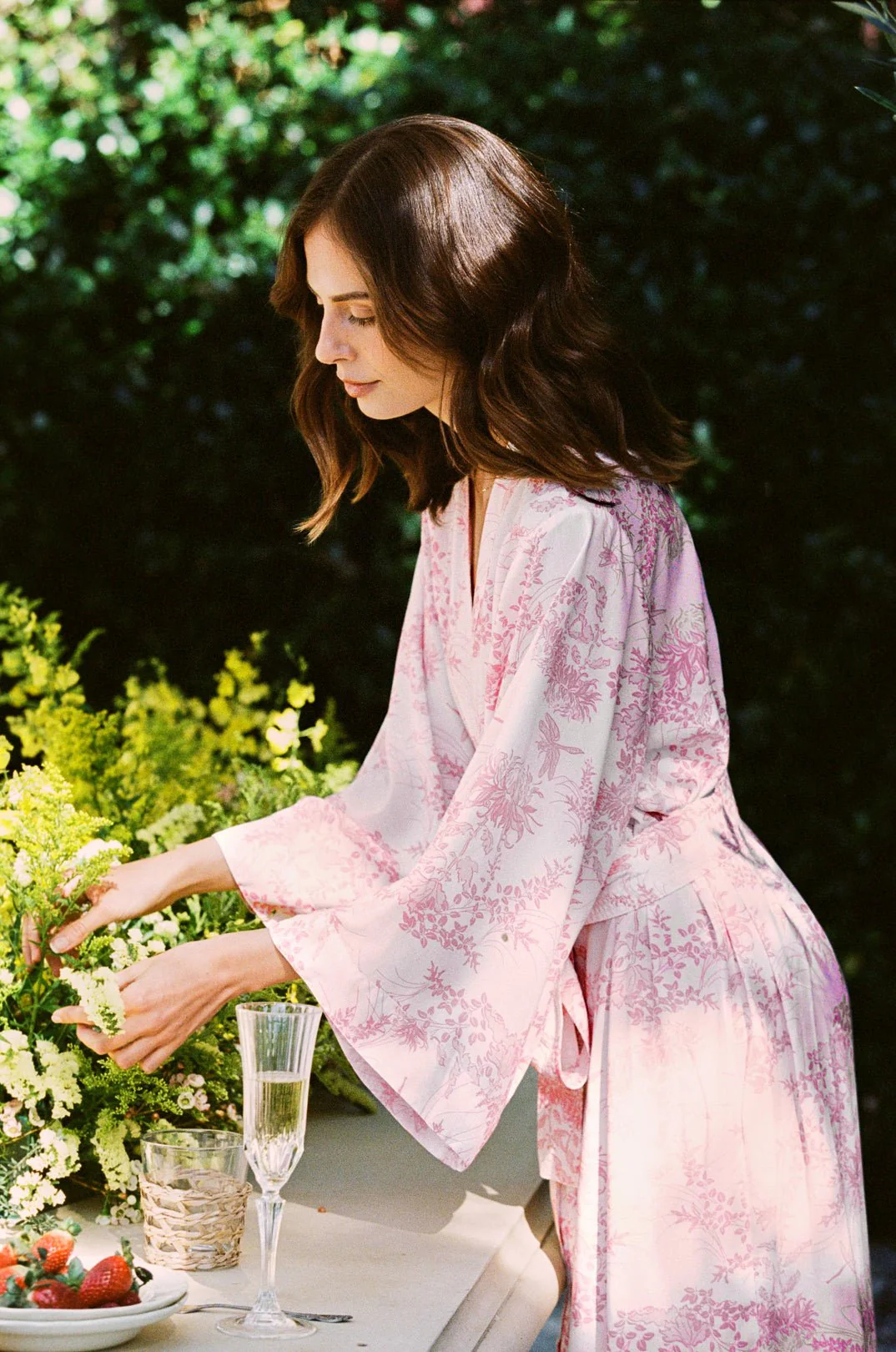 Alice Kimono Robe - Long - Summer Toile - Pink - Image 4
