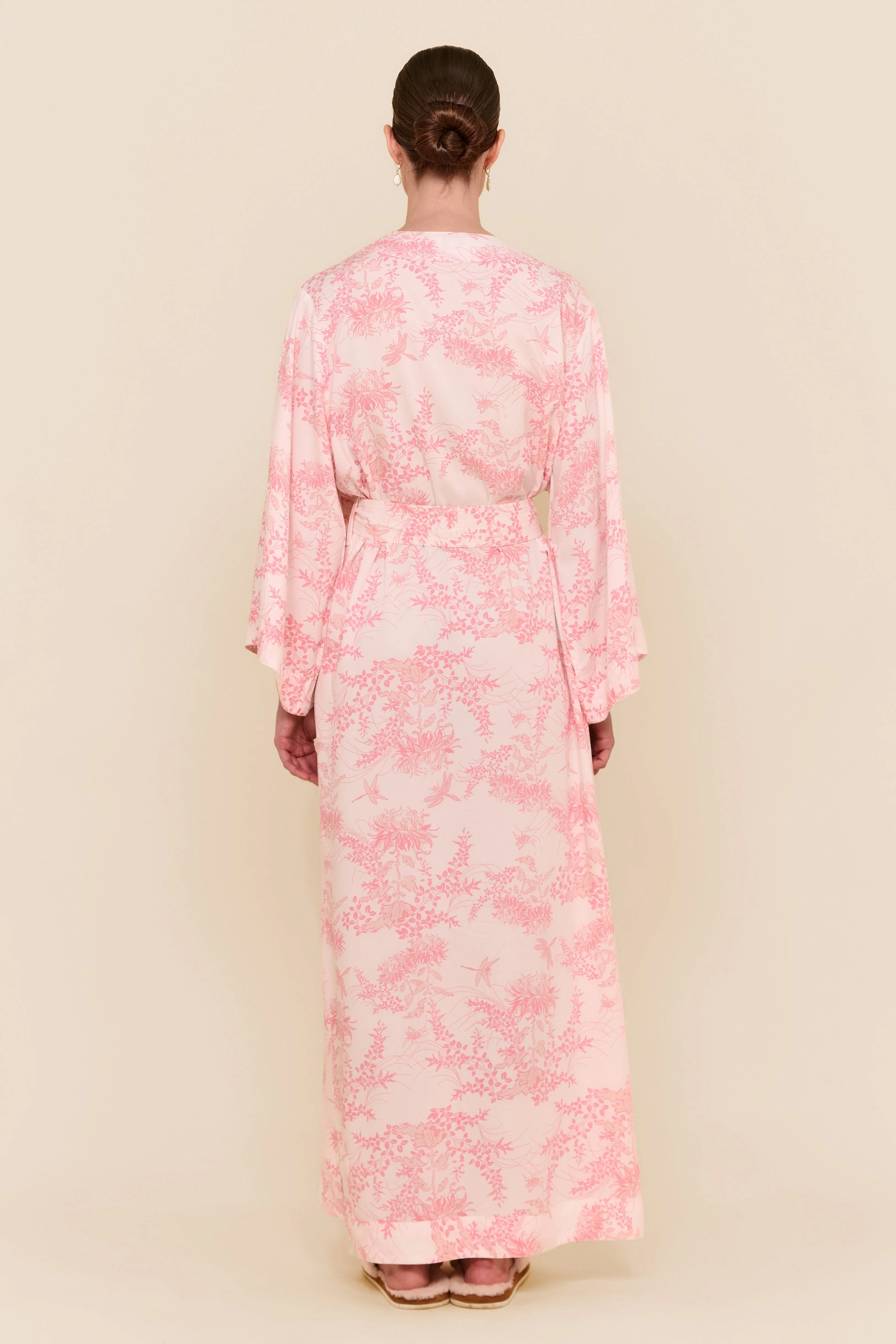 Alice Kimono Robe - Long - Summer Toile - Pink - Image 7