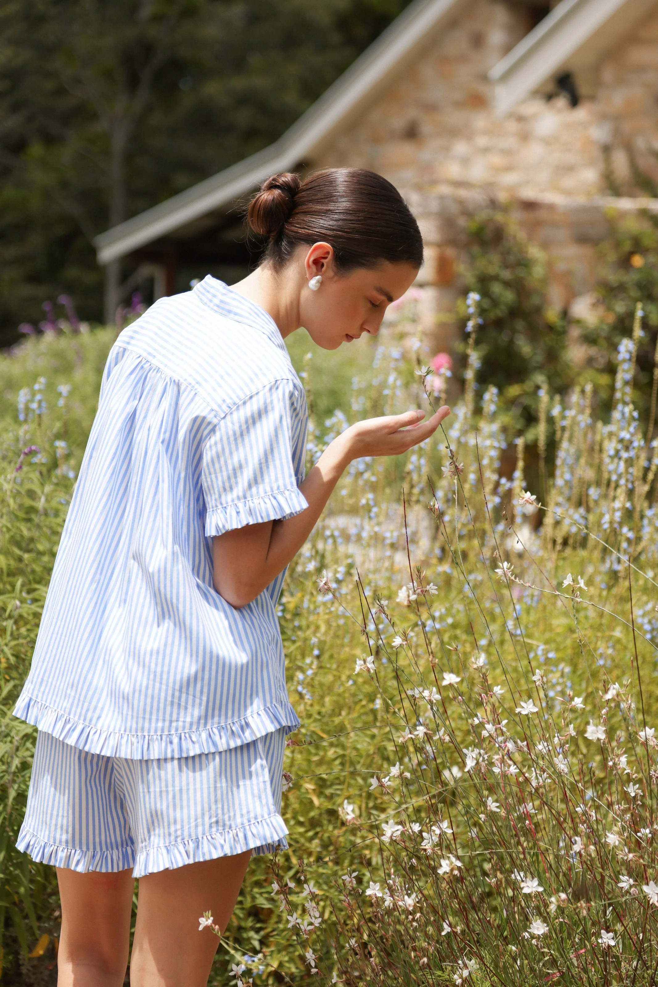 Felicity Frill Set - Cotton - Pinstripe Blue - Image 6