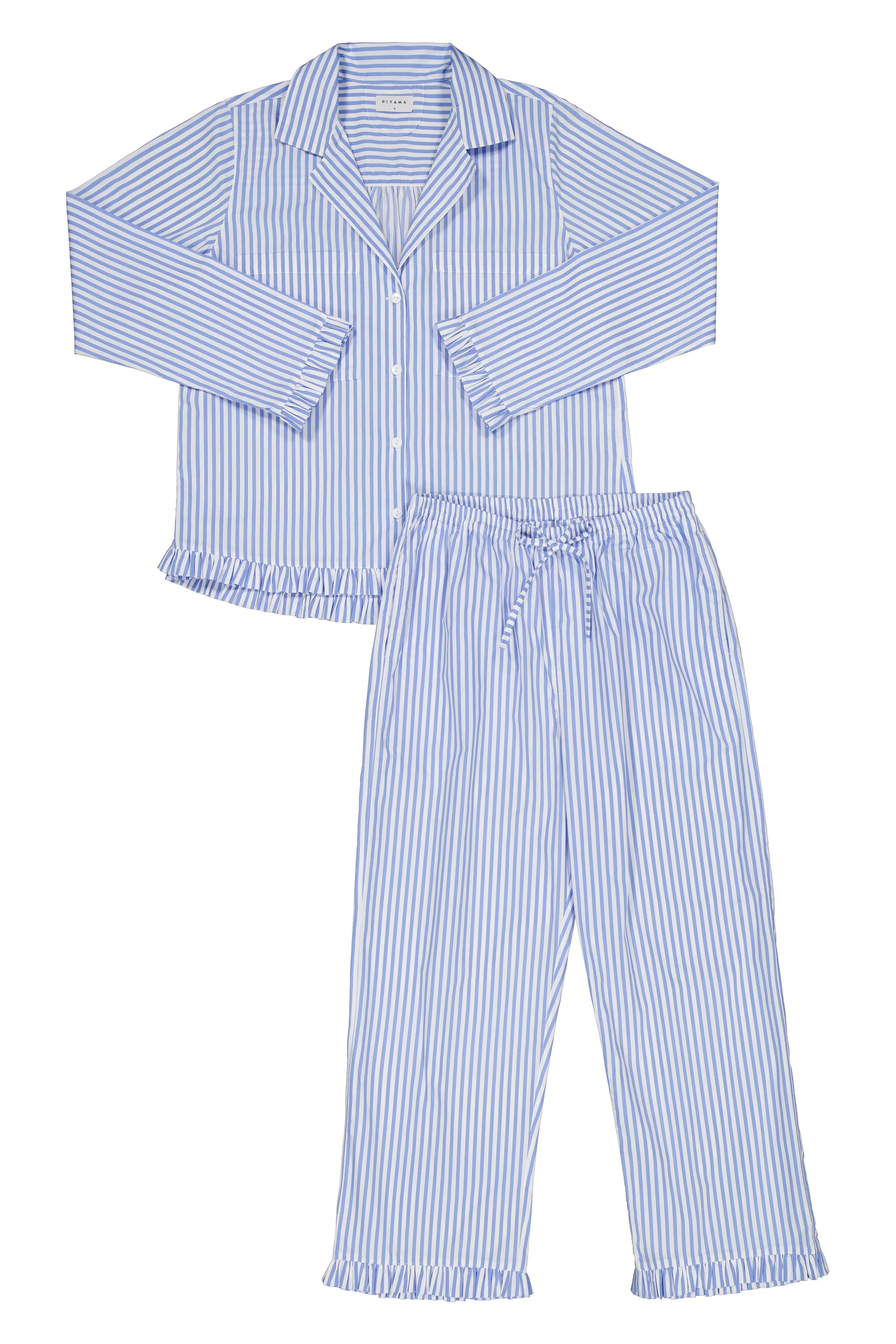 Felicity Frill Set - Long - Pinstripe Blue - Image 3