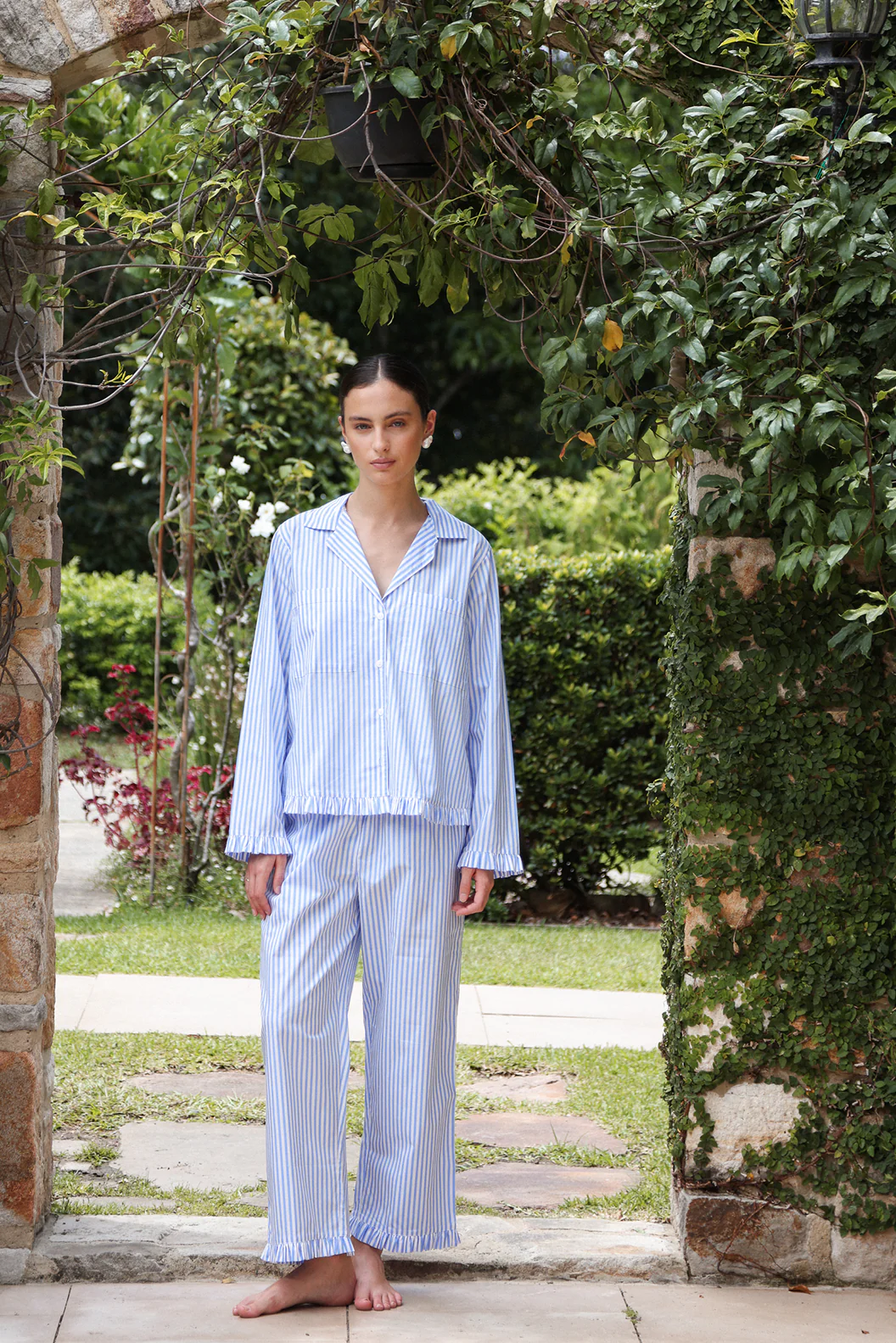 Felicity Frill Set - Long - Pinstripe Blue - Image 4