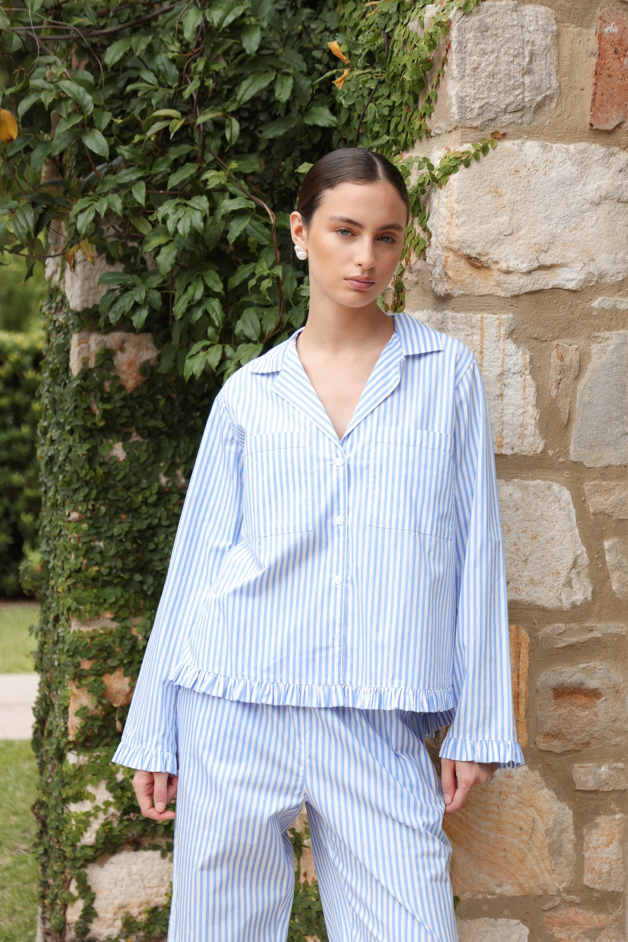 Felicity Frill Set - Long - Pinstripe Blue - Image 5