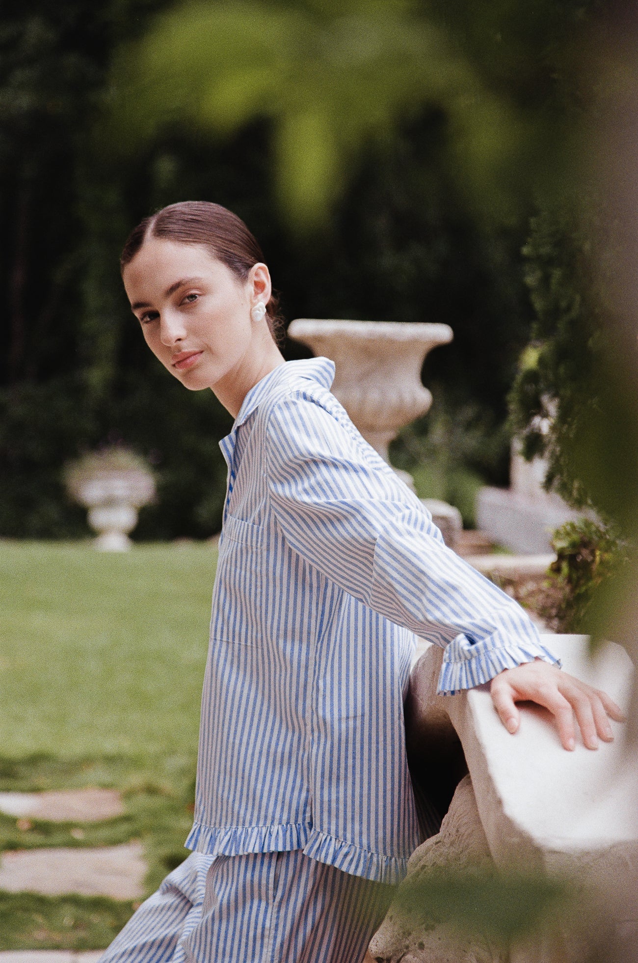 Felicity Frill Set - Long - Pinstripe Blue - Image 7