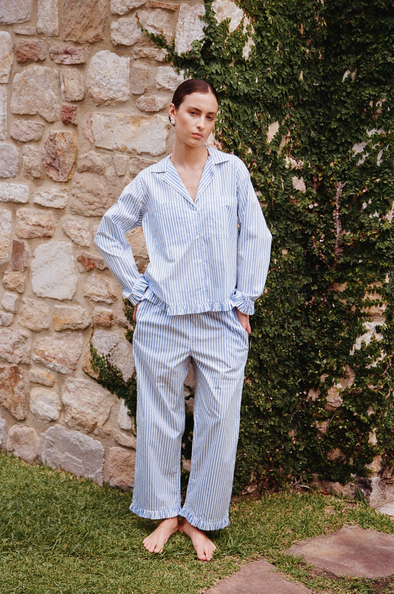 Felicity Frill Set - Long - Pinstripe Blue - Image 9