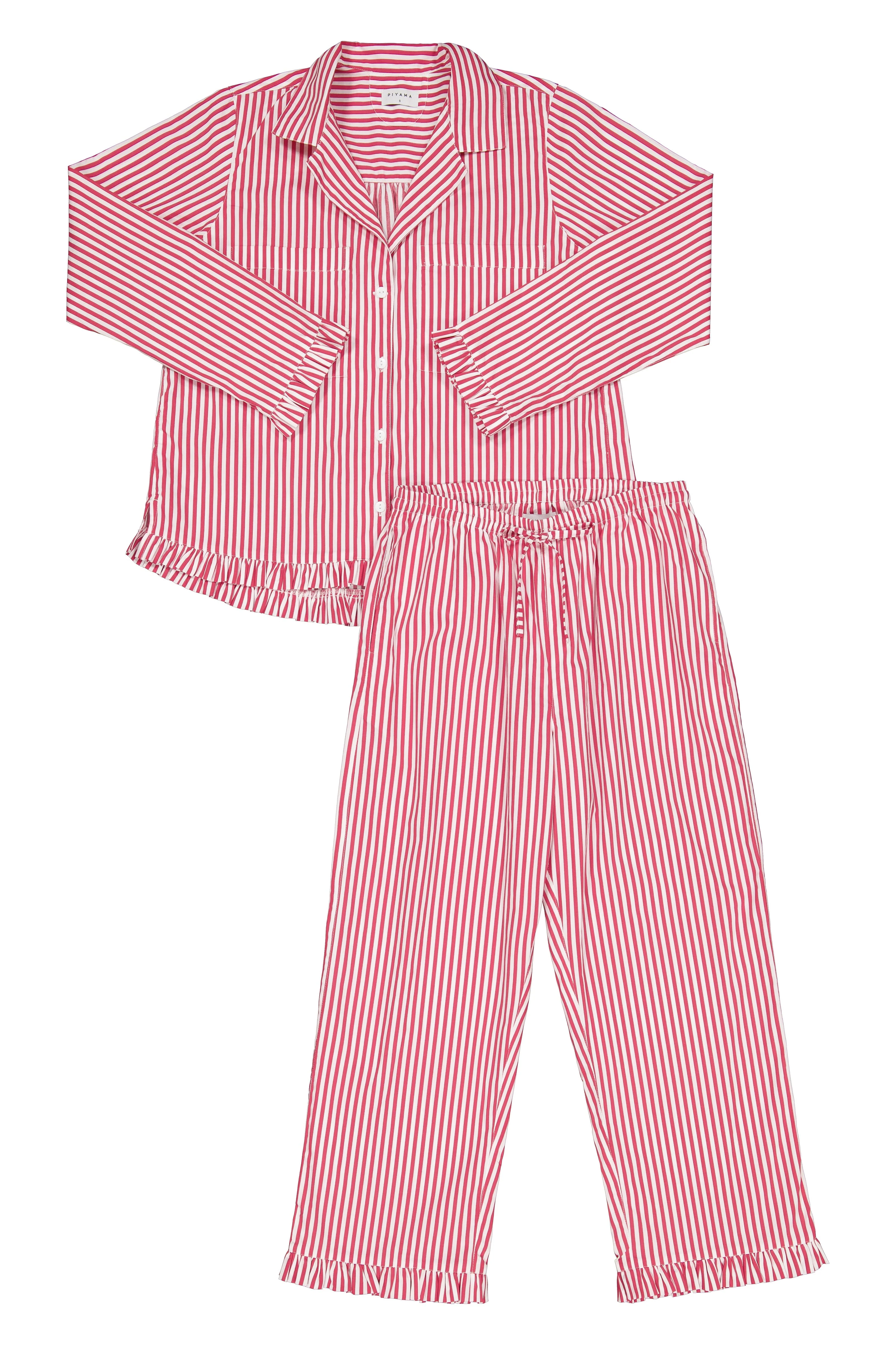Felicity Frill Set - Long - Pinstripe Cherry - Image 3
