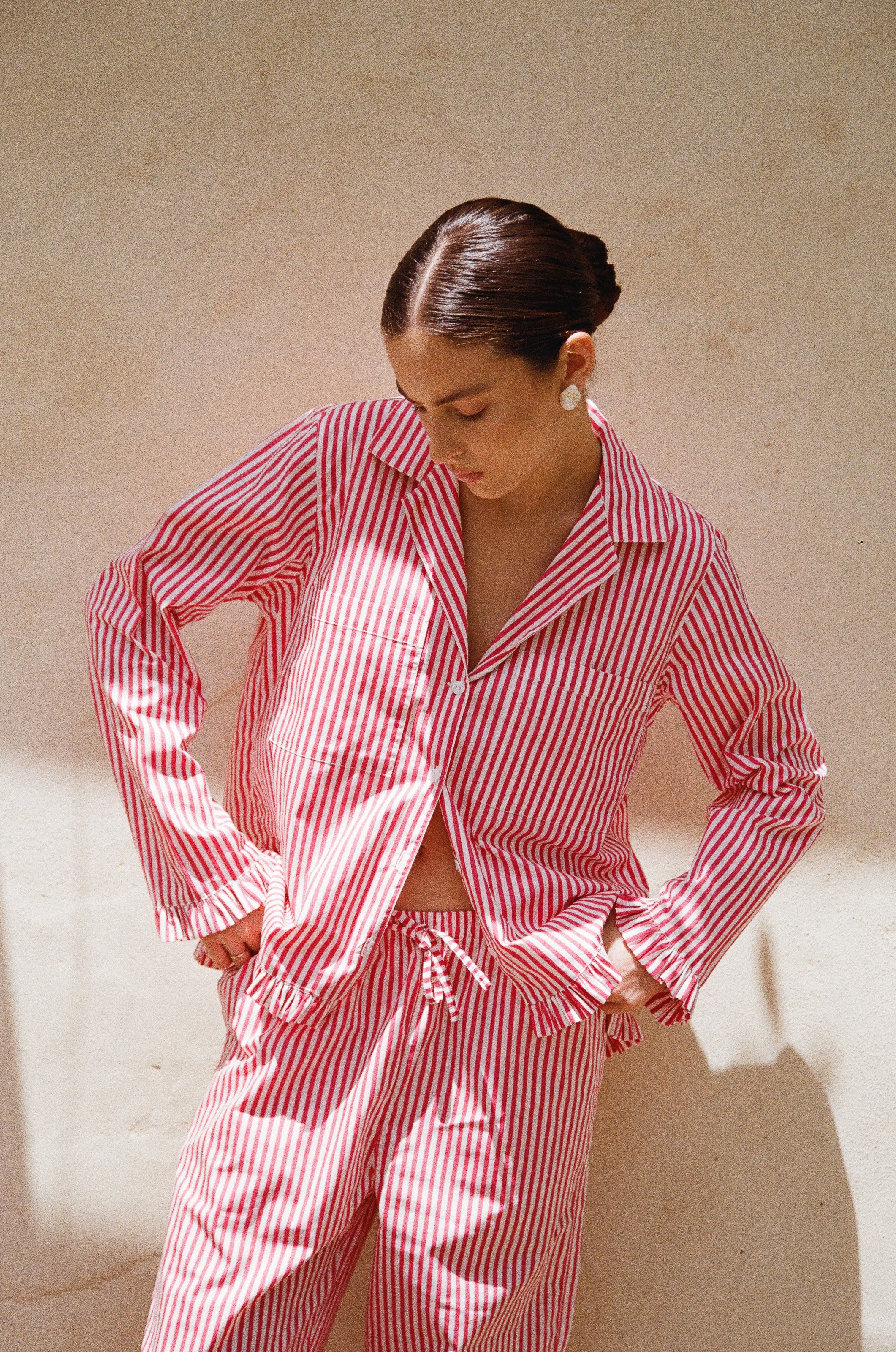 Felicity Frill Set - Long - Pinstripe Cherry - Image 4