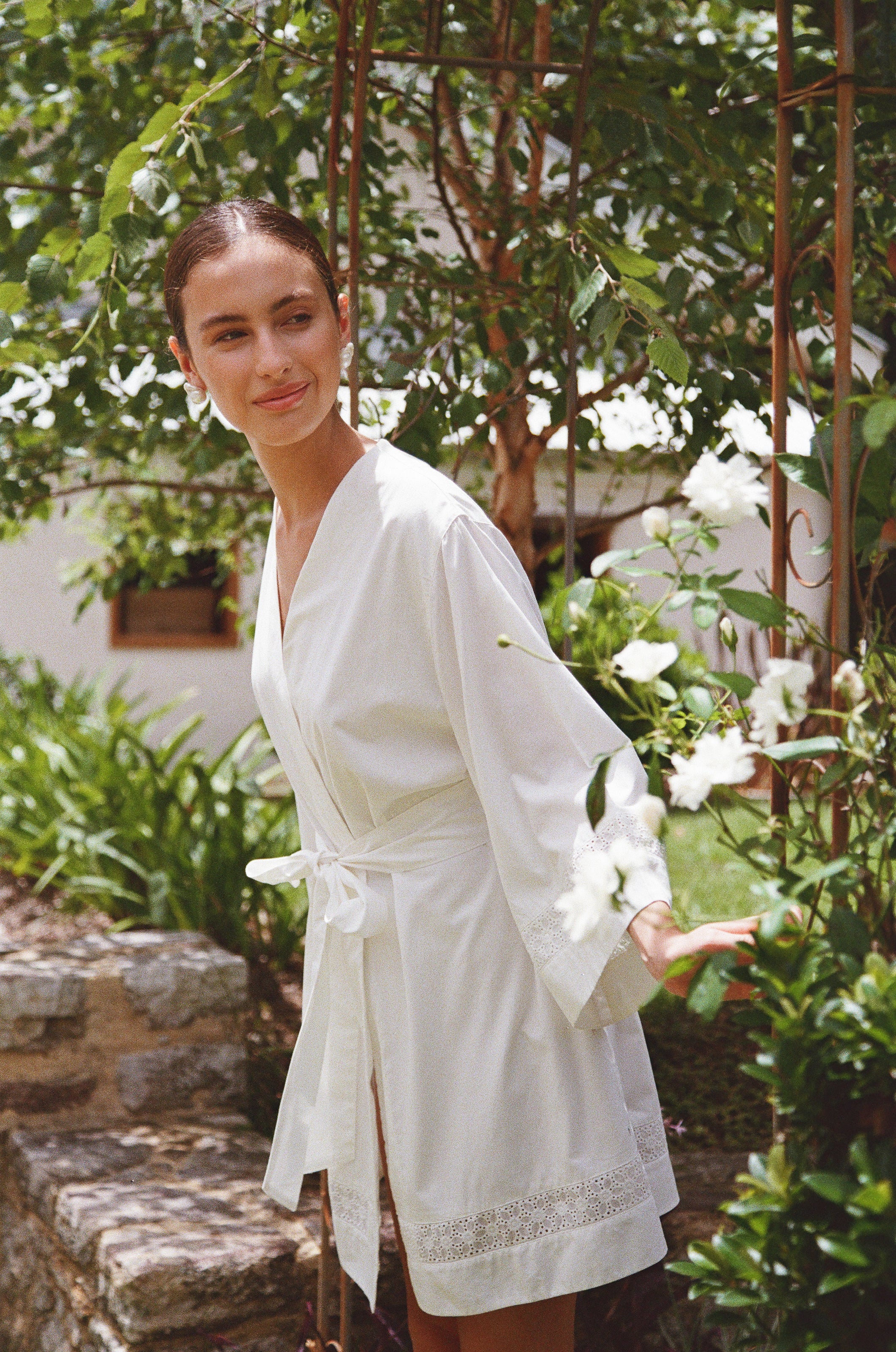 Giselle Bridal Robe - Cotton Modal Off White - Image 4