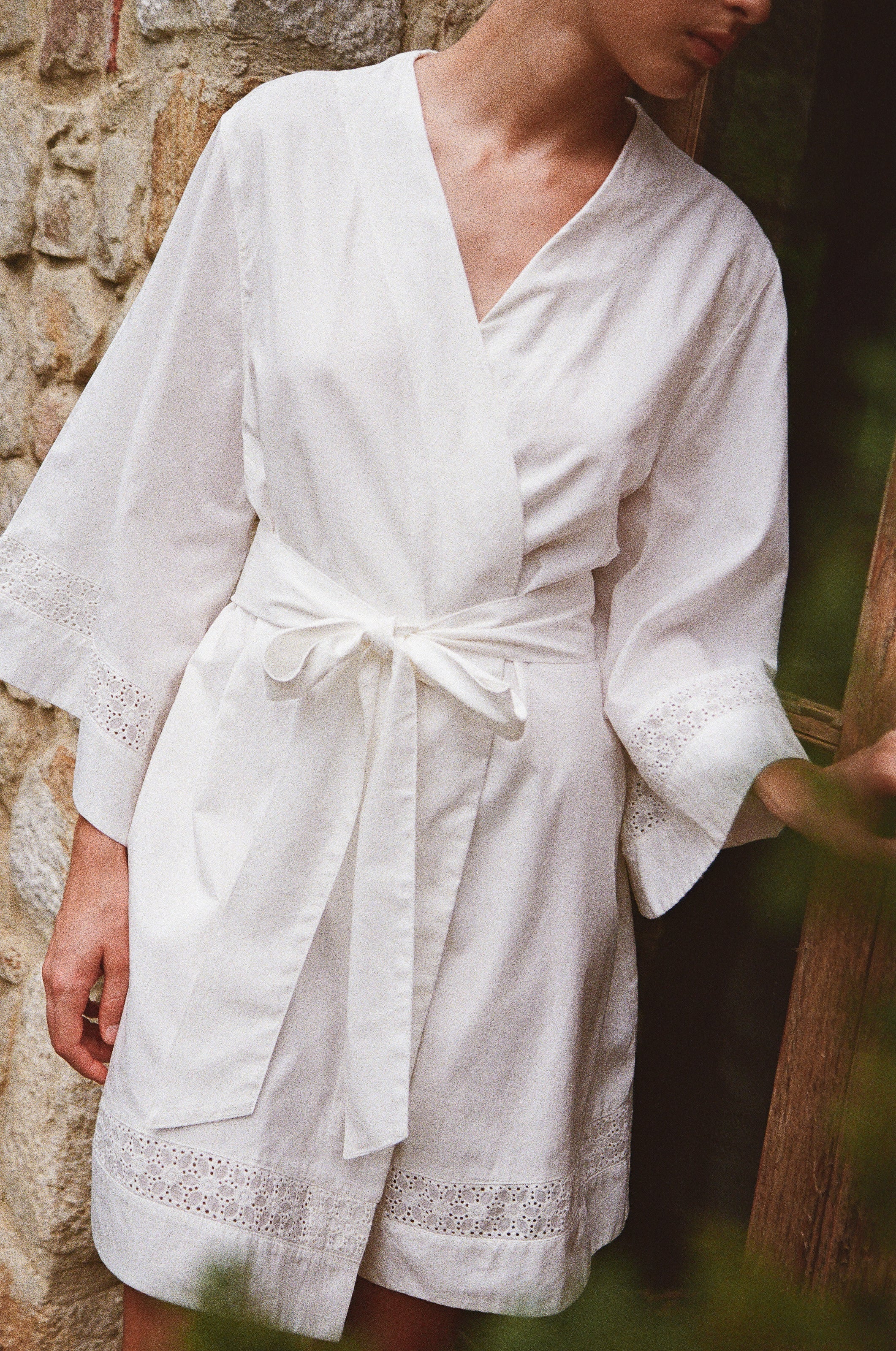 Giselle Bridal Robe - Cotton Modal Off White - Image 5