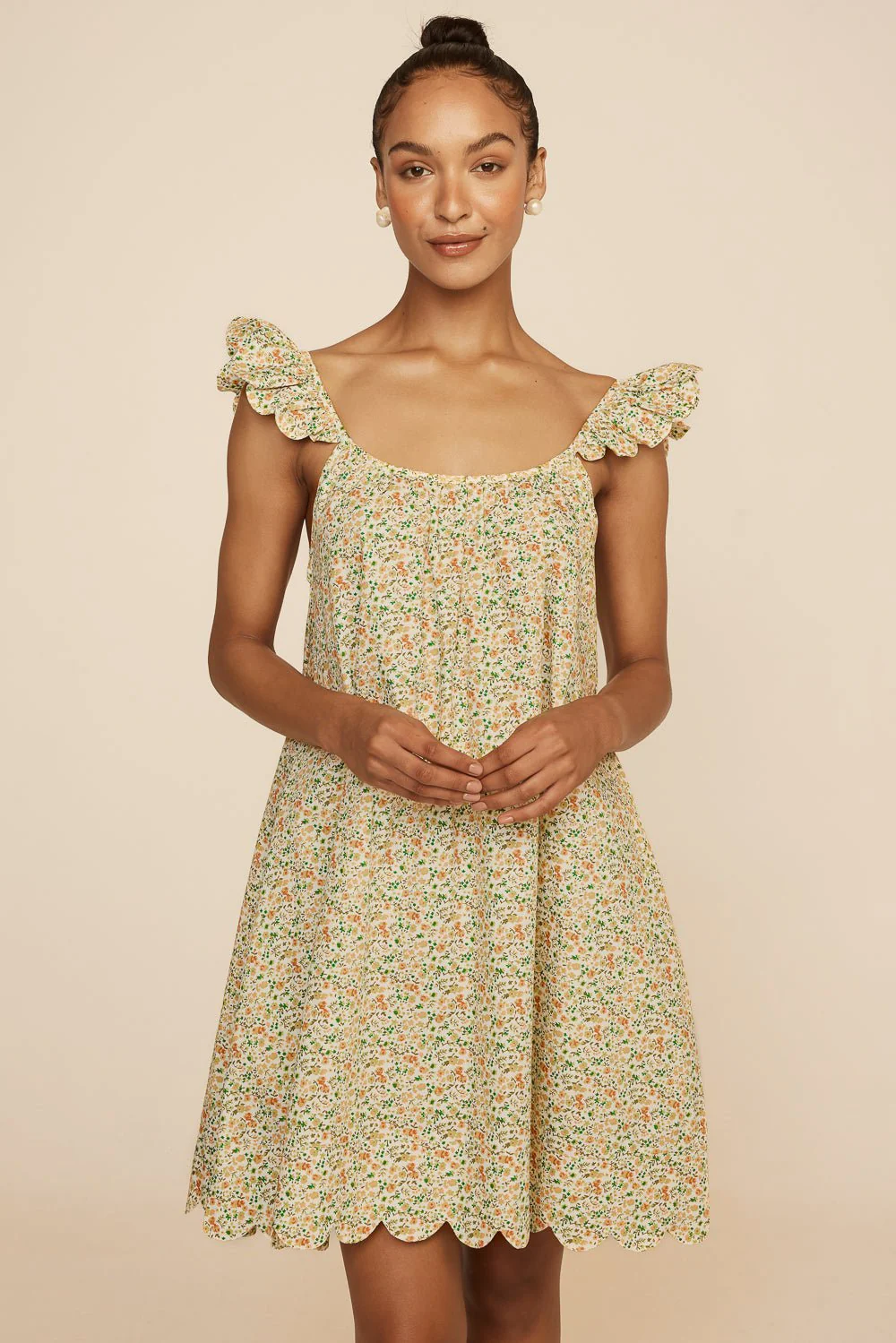 Indah Wing Nightie - Cotton - Floret Green - Image 4