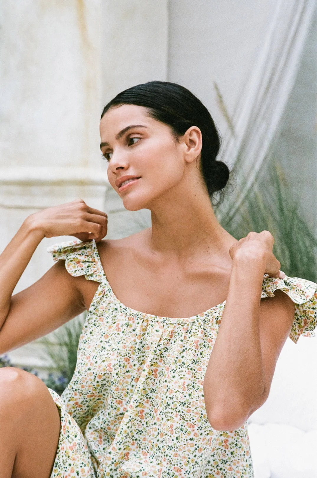 Indah Wing Nightie - Cotton - Floret Green - Image 5
