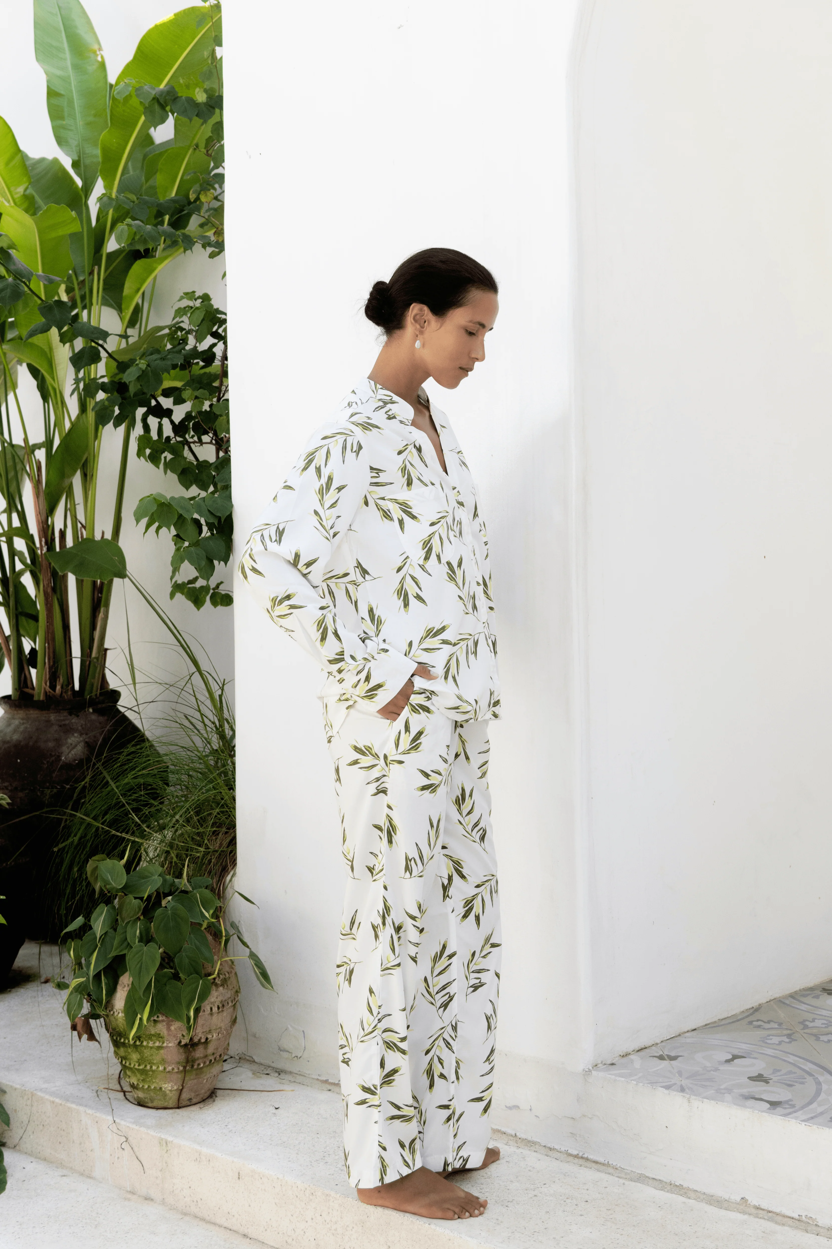Maggie Pajama Set - Long - Olive Leaf - Image 4