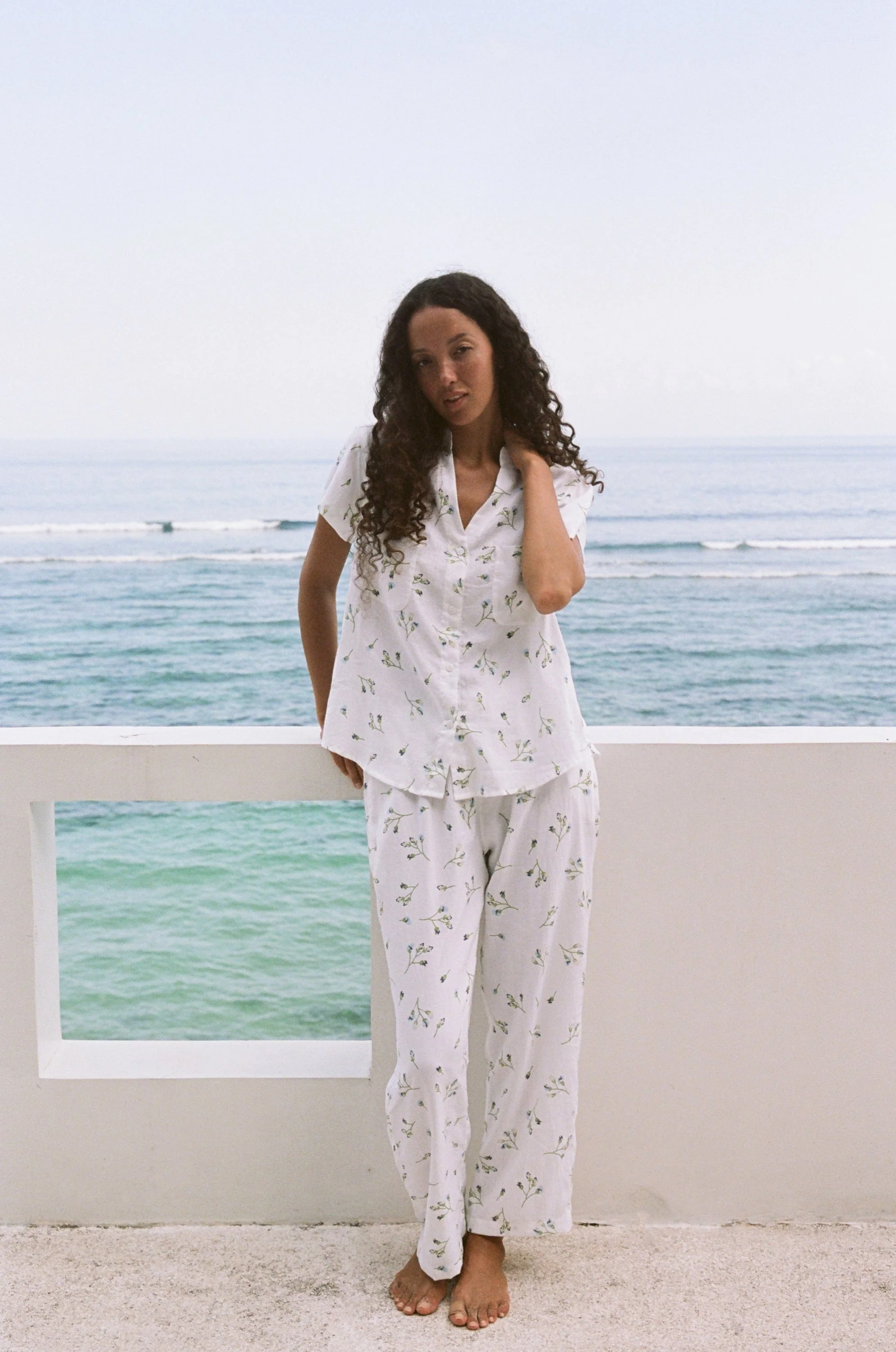 Maggie Pajama Set - Long Pants - Lyocell Linen - Bluebell - Image 14