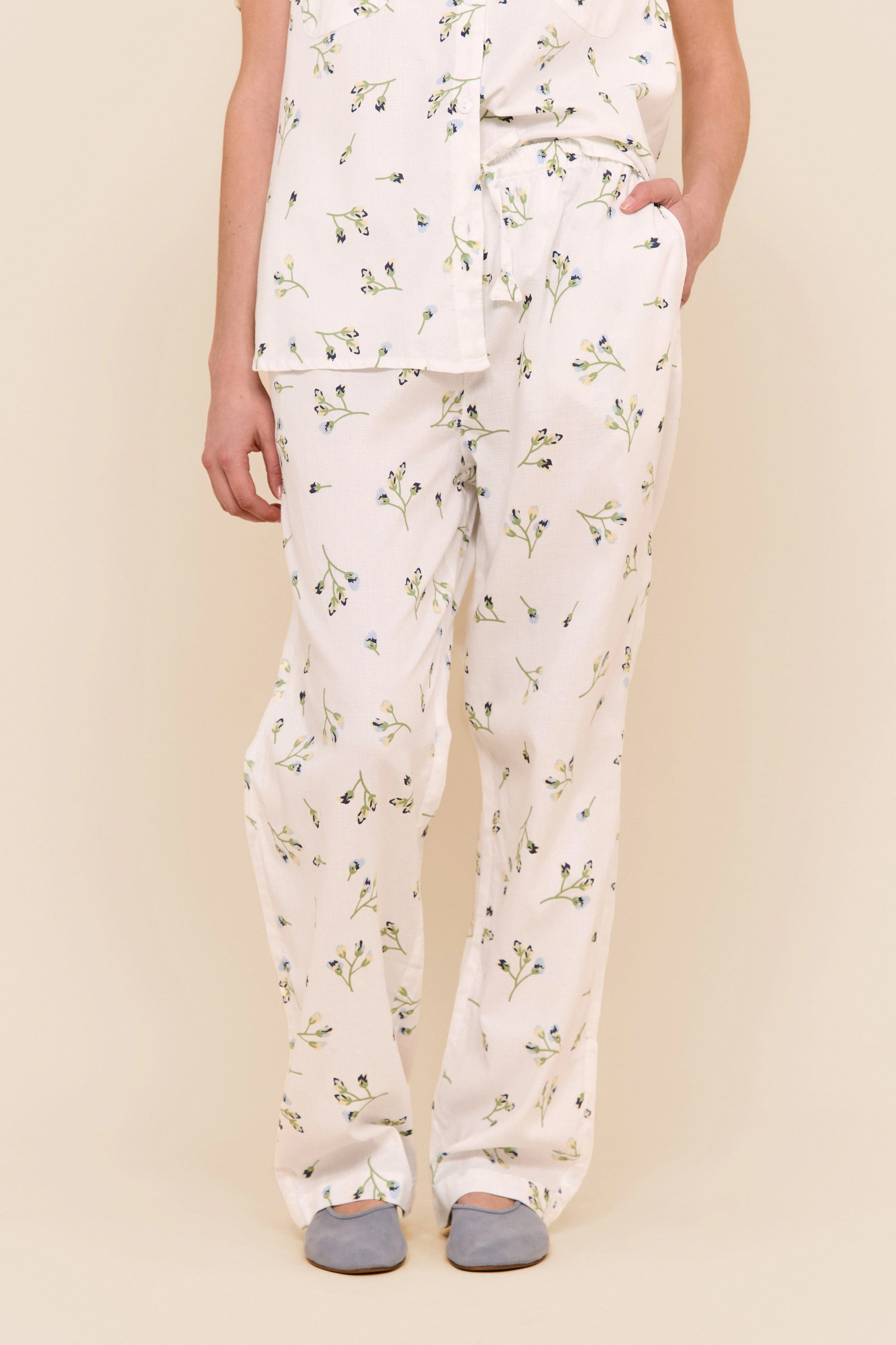 Maggie Pajama Set - Long Pants - Lyocell Linen - Bluebell - Image 7