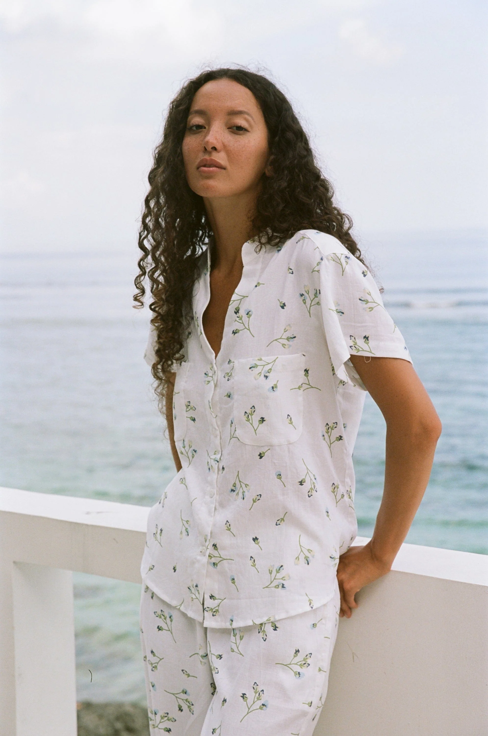 Maggie Pajama Set - Long Pants - Lyocell Linen - Bluebell - Image 9