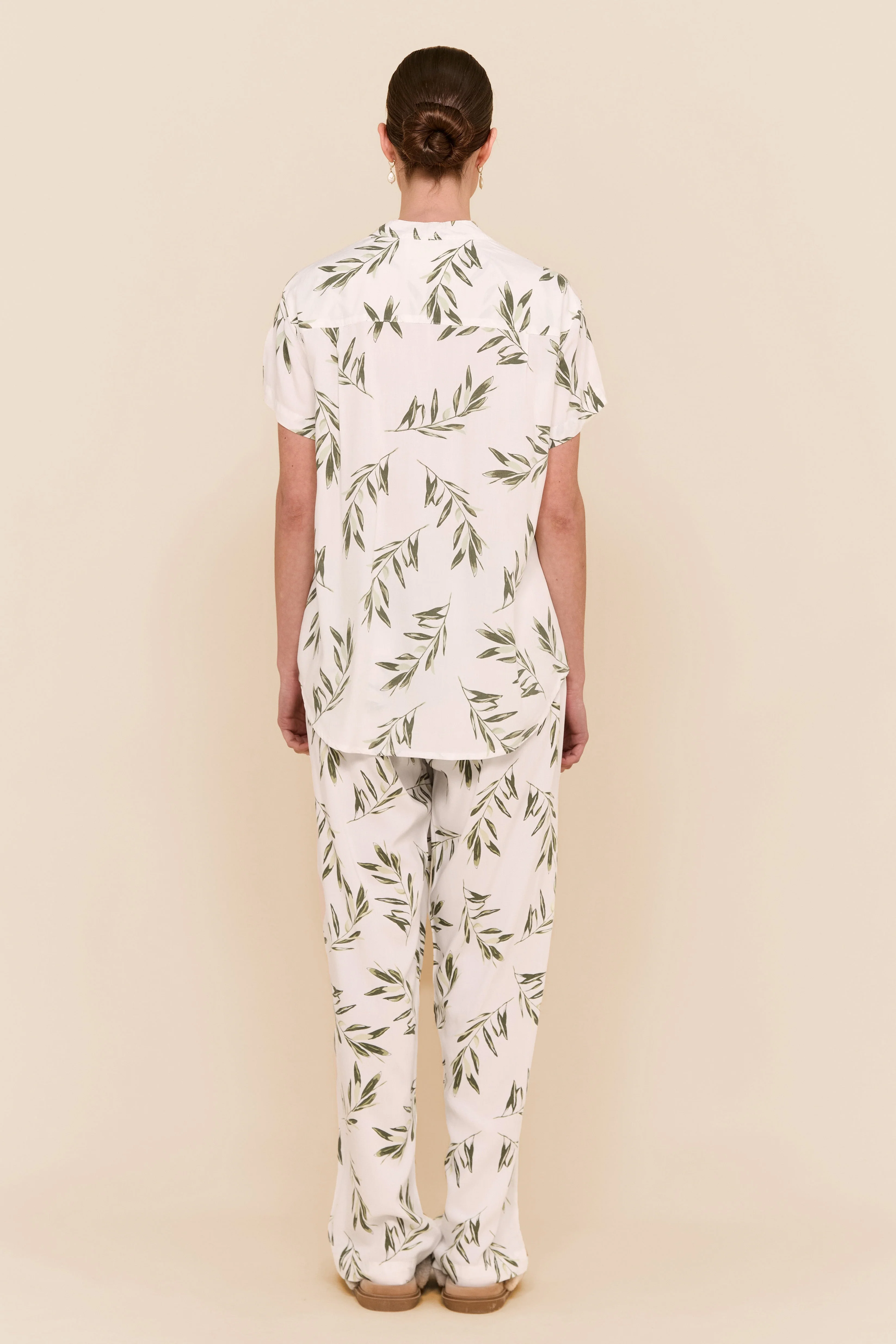 Maggie Pajama Set - Long Pants - Olive Leaf - Image 6