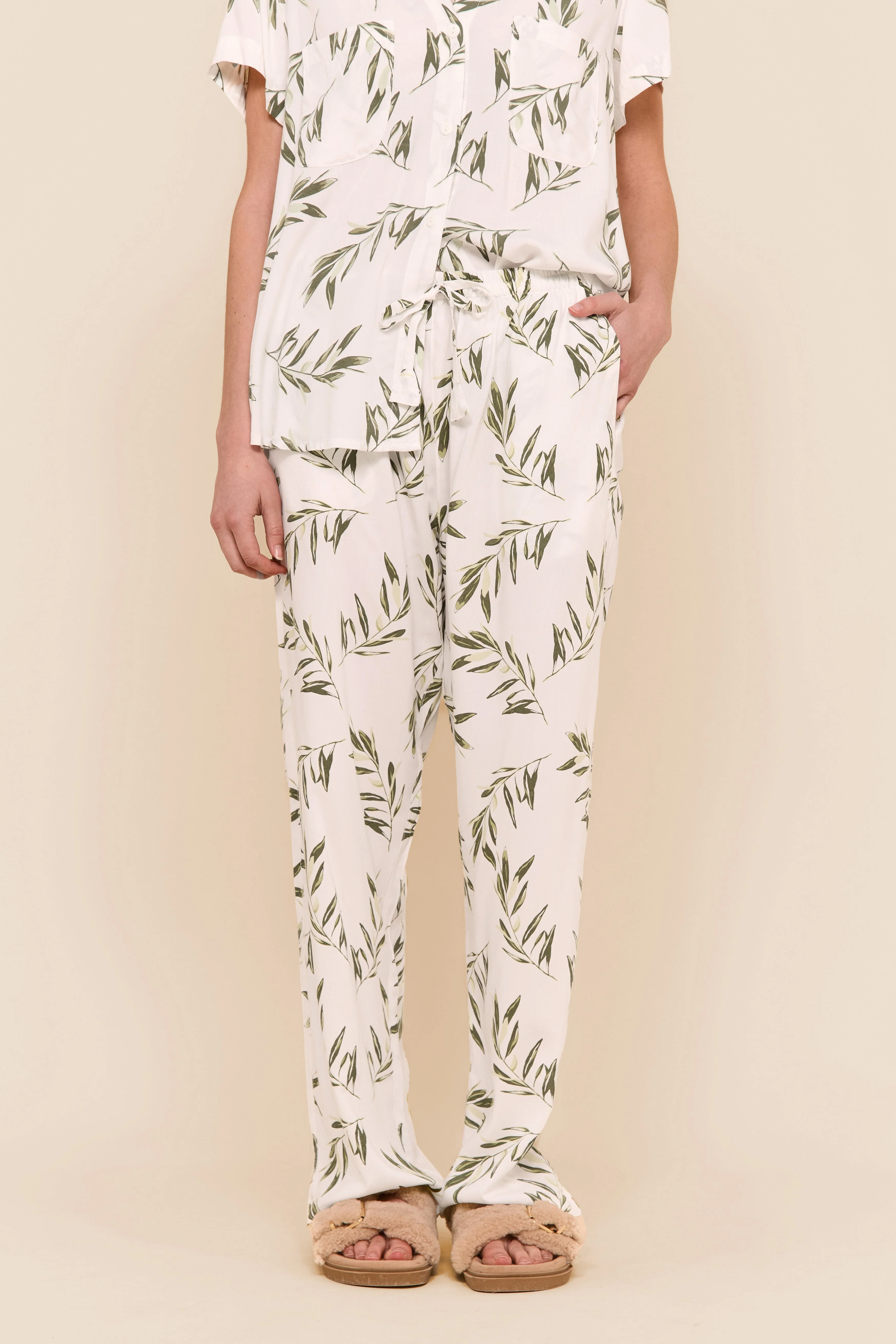 Maggie Pajama Set - Long Pants - Olive Leaf - Image 7
