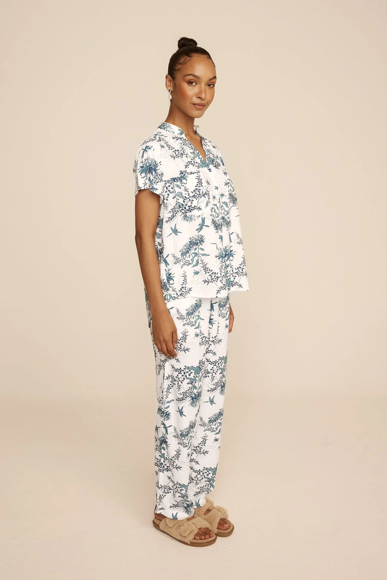 Maggie Pajama Set - Long Pants - Summer Toile - Aegean Blue - Image 7