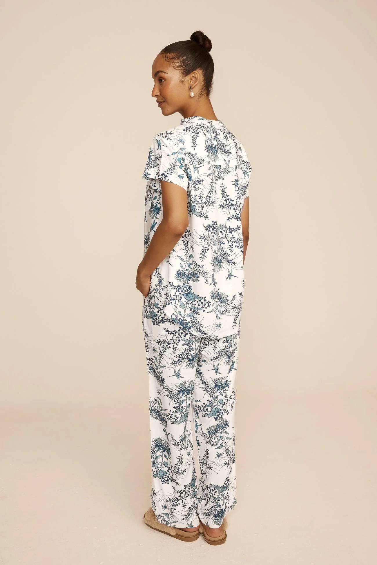 Maggie Pajama Set - Long Pants - Summer Toile - Aegean Blue - Image 8