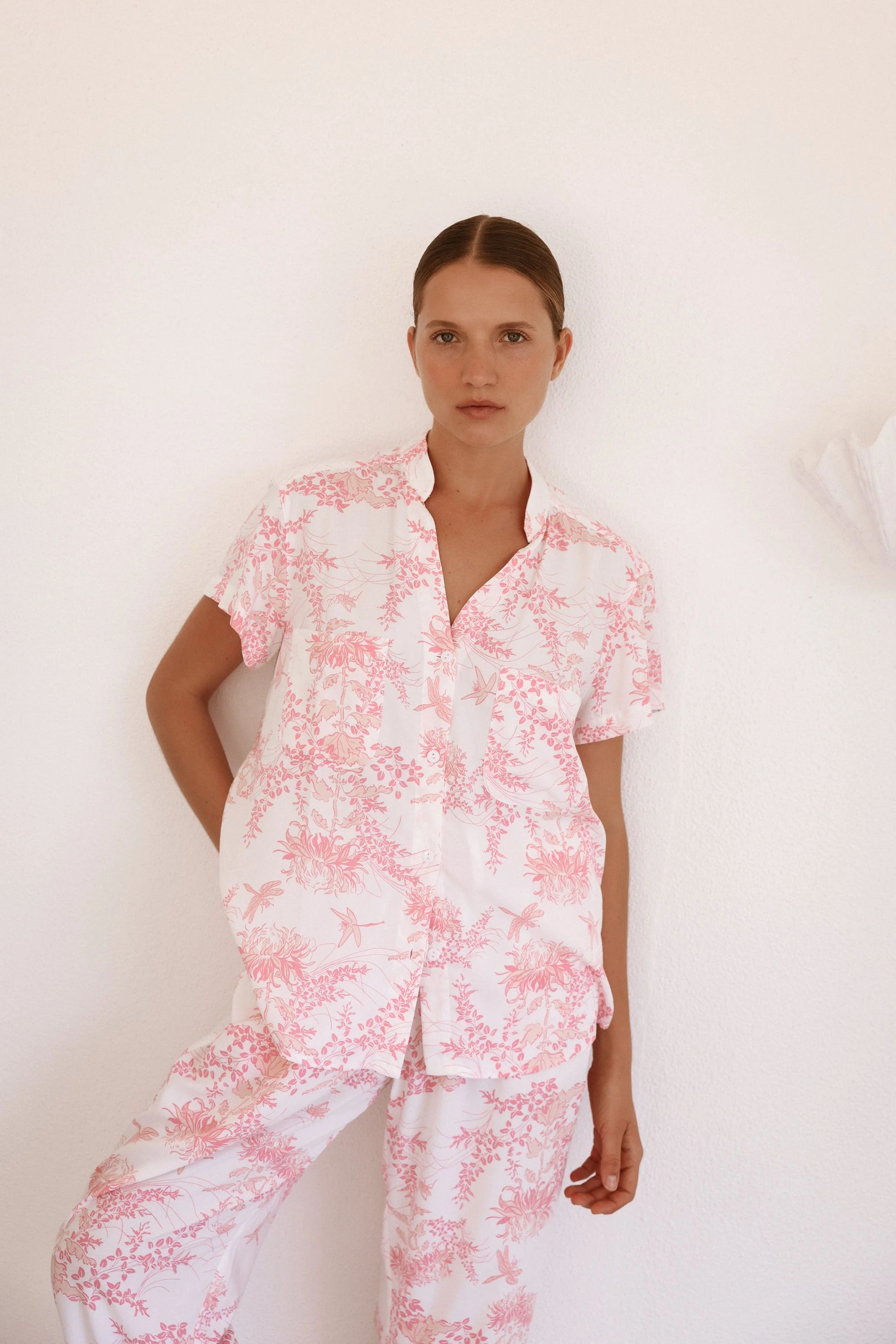 Maggie Pyjama Set - Long Pants - Summer Toile - Pink - Image 9