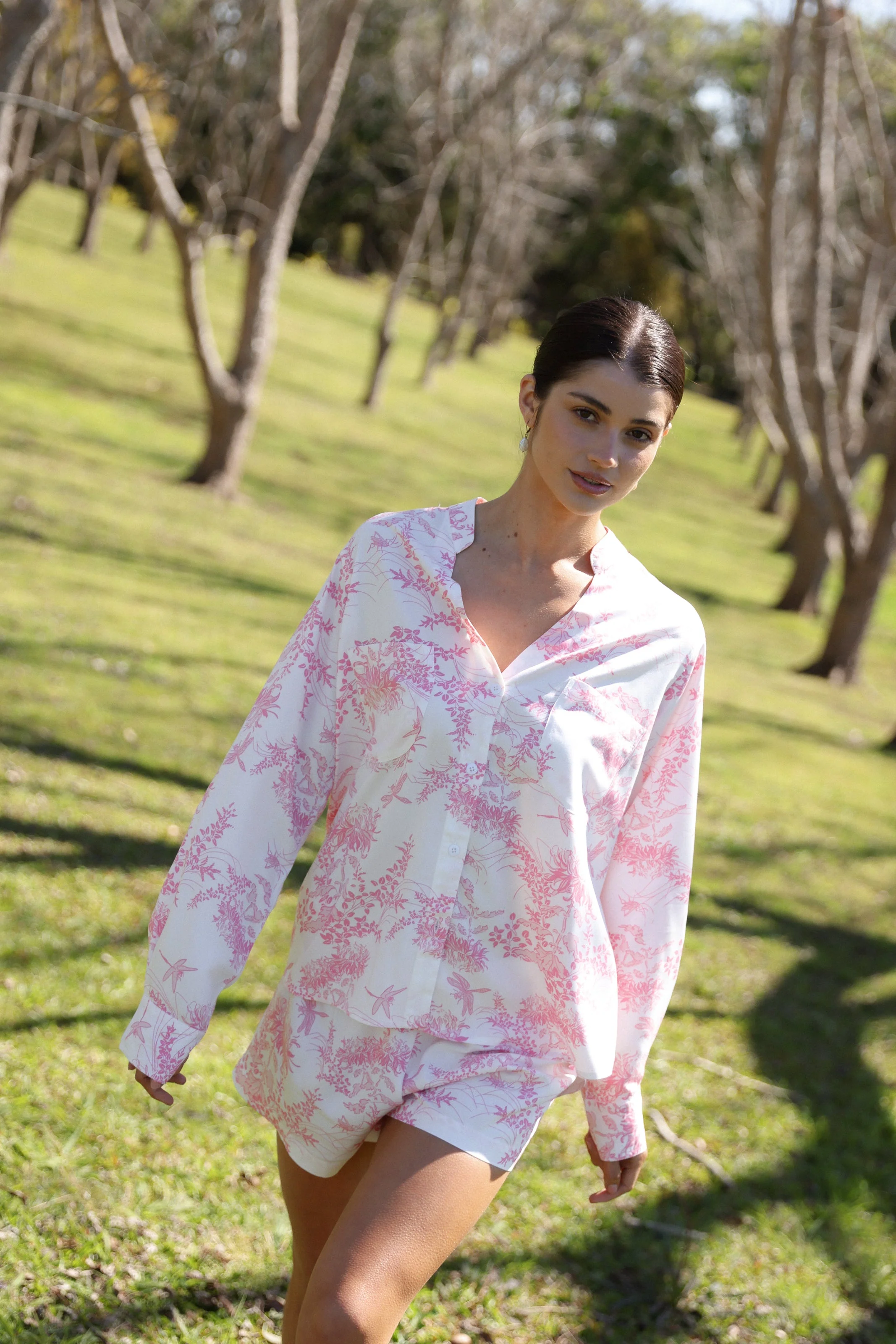 Maggie Pajama Set - Long Sleeve - ECOVERO™ - Summer Toile - Pink - Image 3