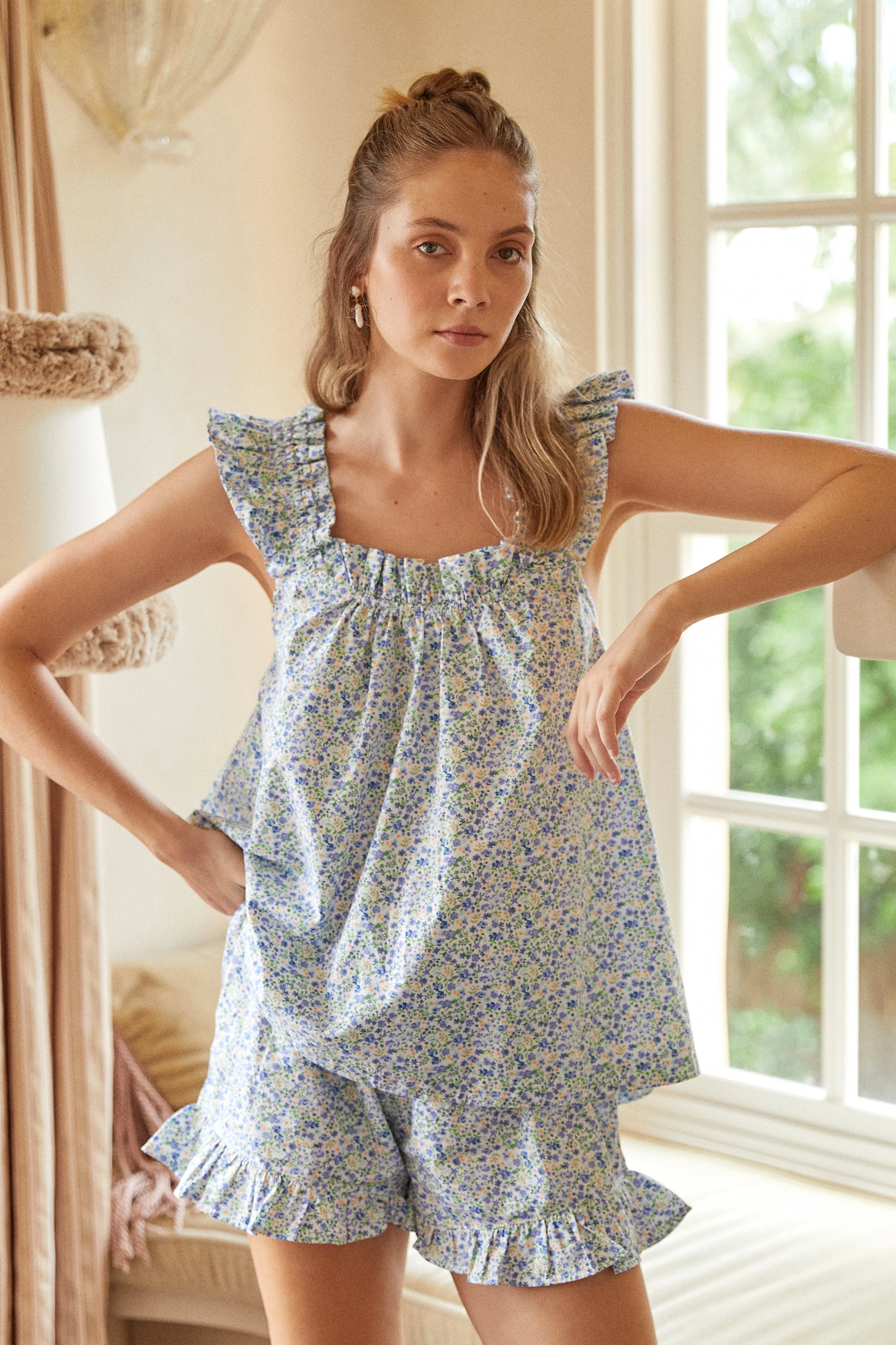 Nicolette Sleep Set - Cotton - Floret Blue - Image 5