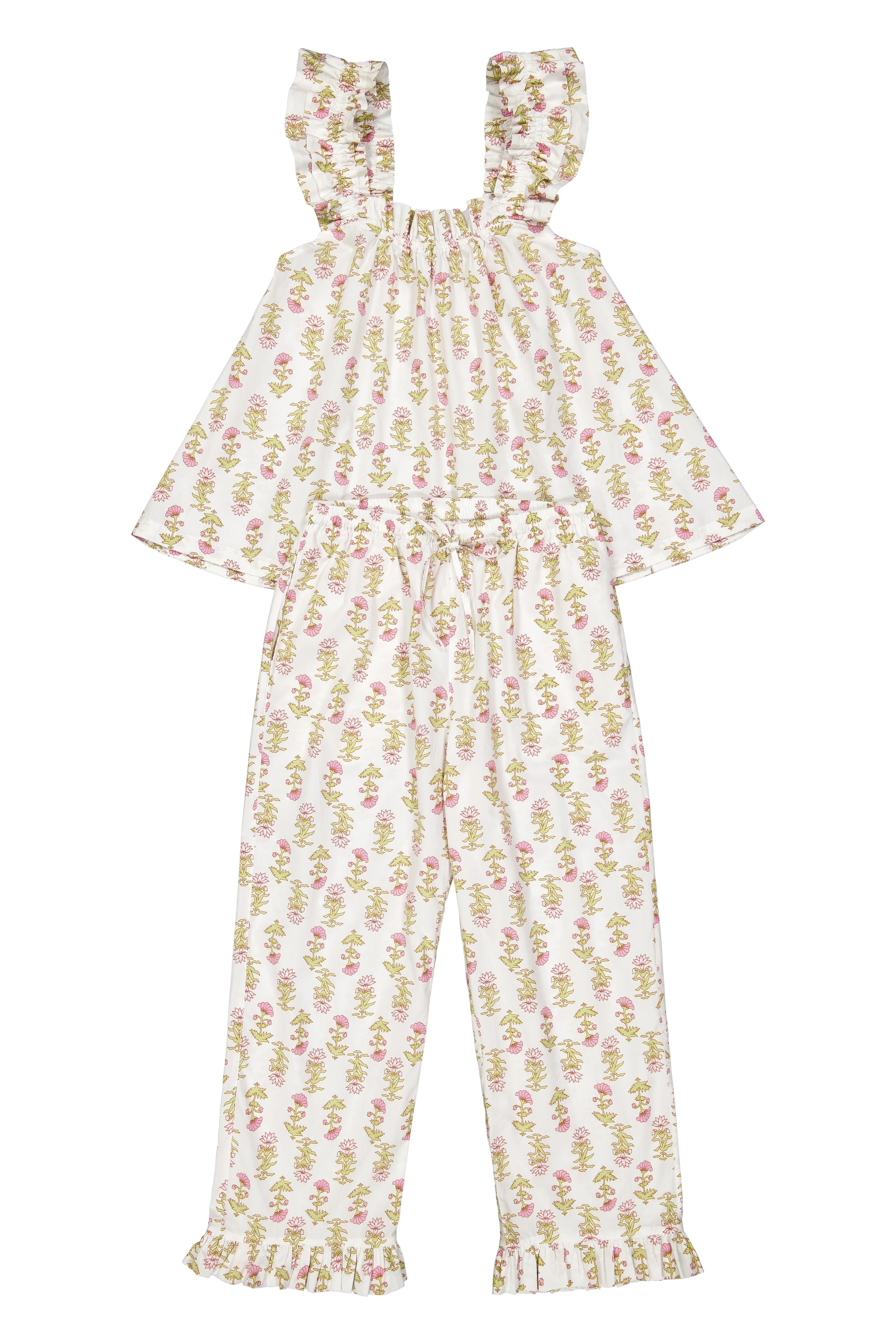 Nicolette Sleep Set - Pants - Cotton - Lotus Flower - Image 3