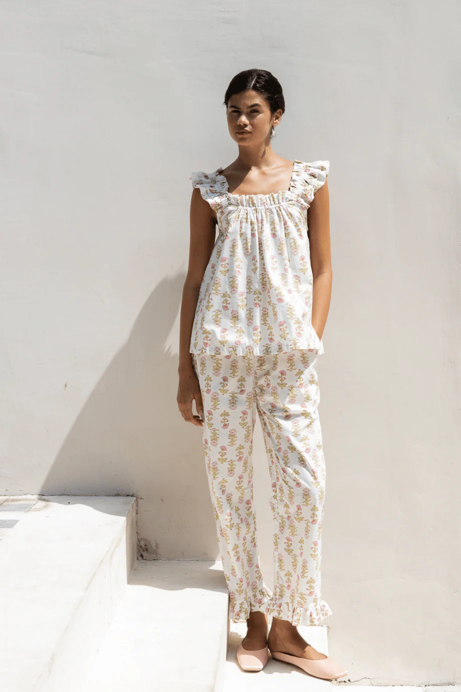 Nicolette Sleep Set - Pants - Cotton - Lotus Flower - Image 7