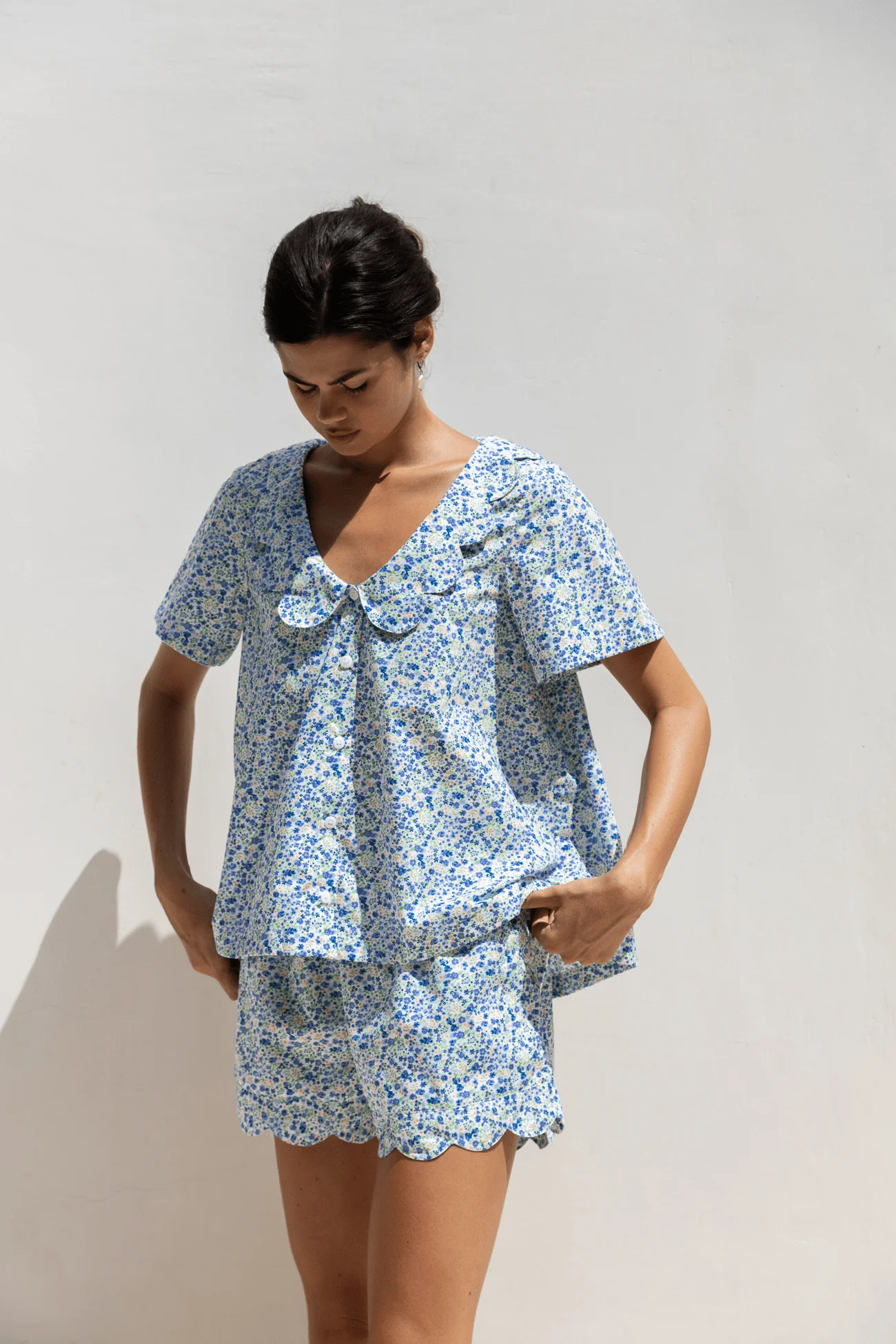 Penelope Sleep Set - Cotton - Floret Blue - Image 6