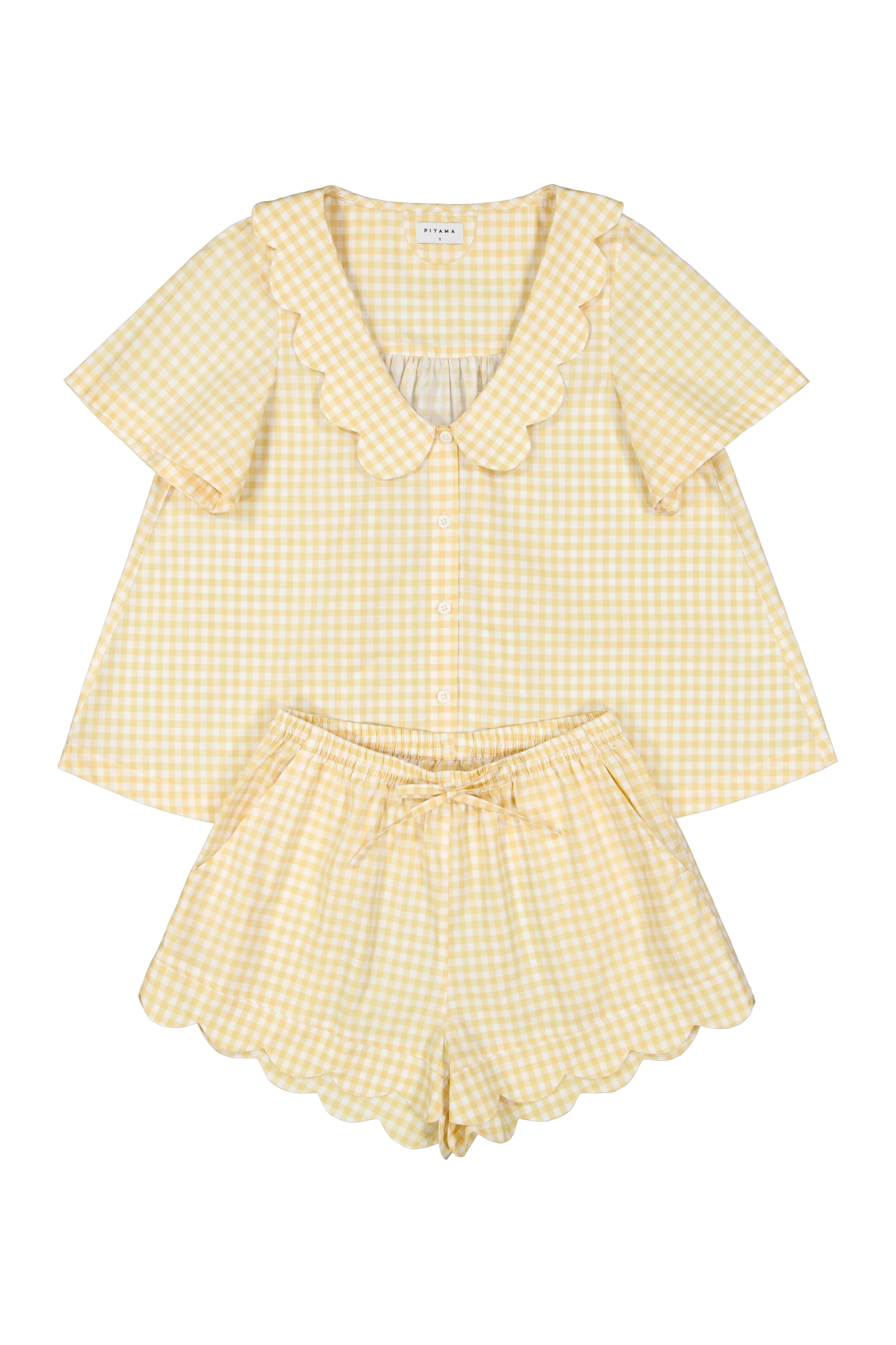 Penelope Sleep Set - Cotton - Gingham Yellow - Image 3