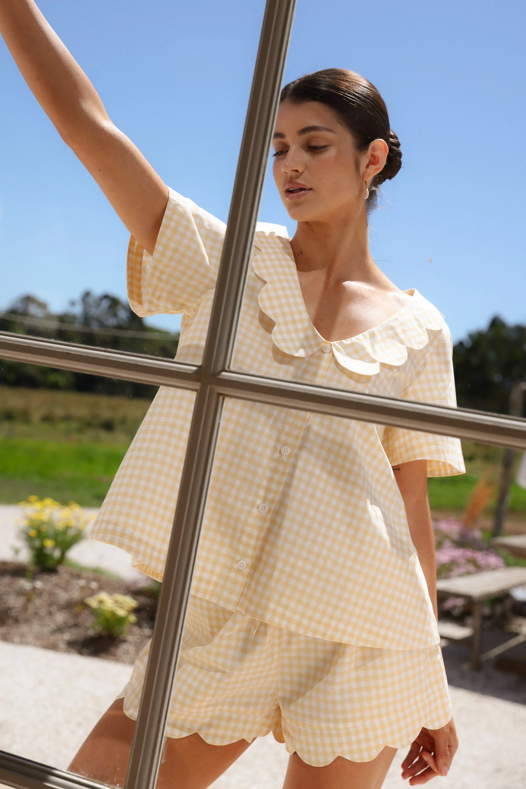 Penelope Sleep Set - Cotton - Gingham Yellow - Image 5