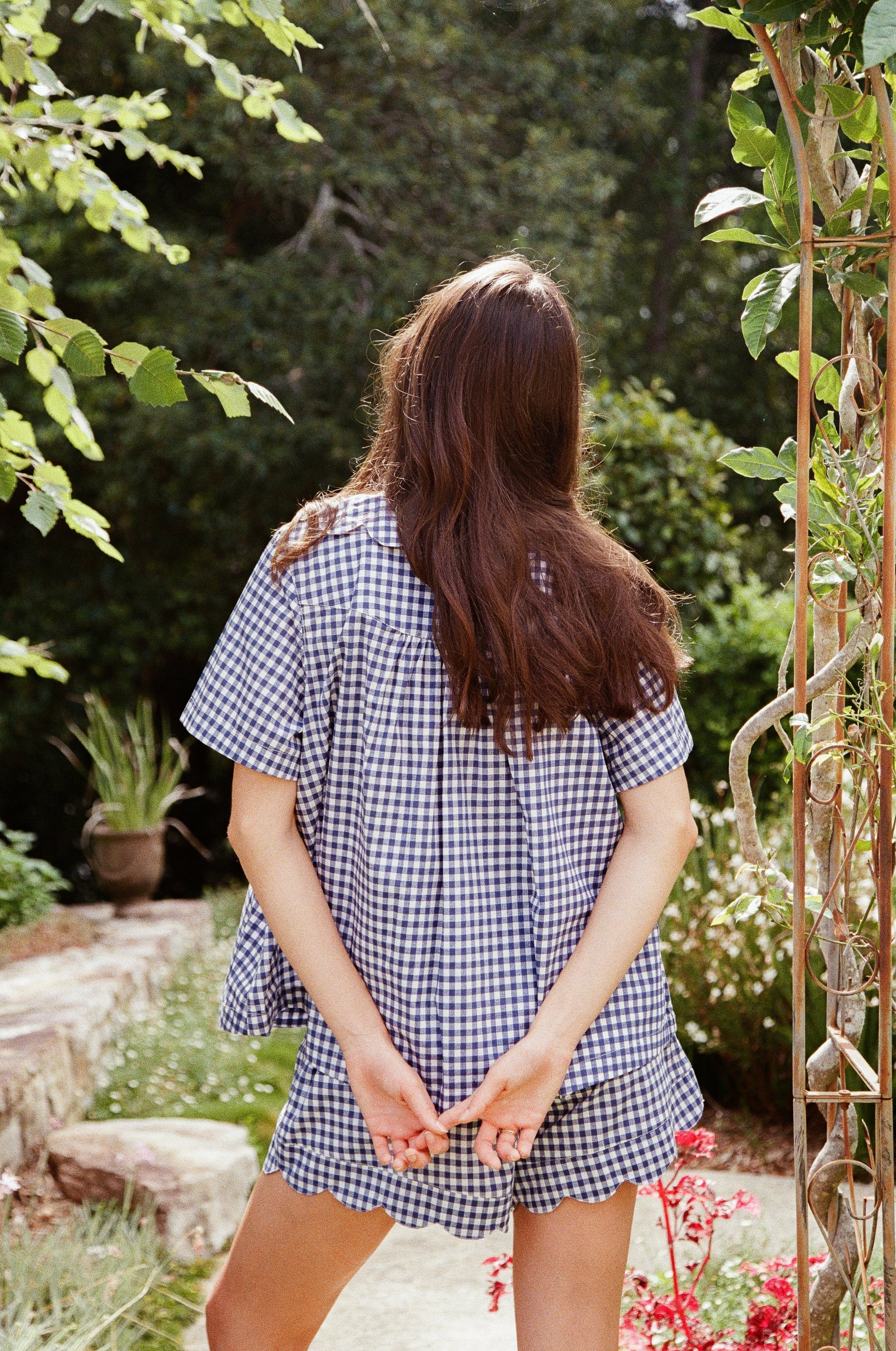 Penelope Sleep Set - Gingham - Navy - Image 3