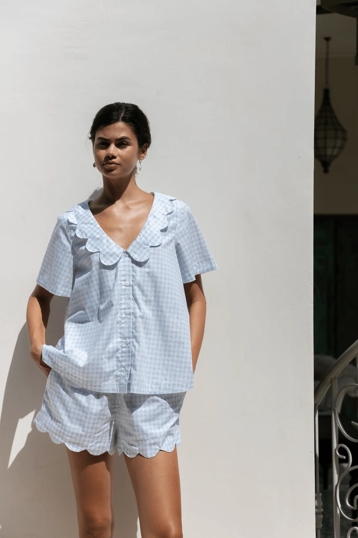 Penelope Sleep Set - Gingham Pale Blue - Image 6