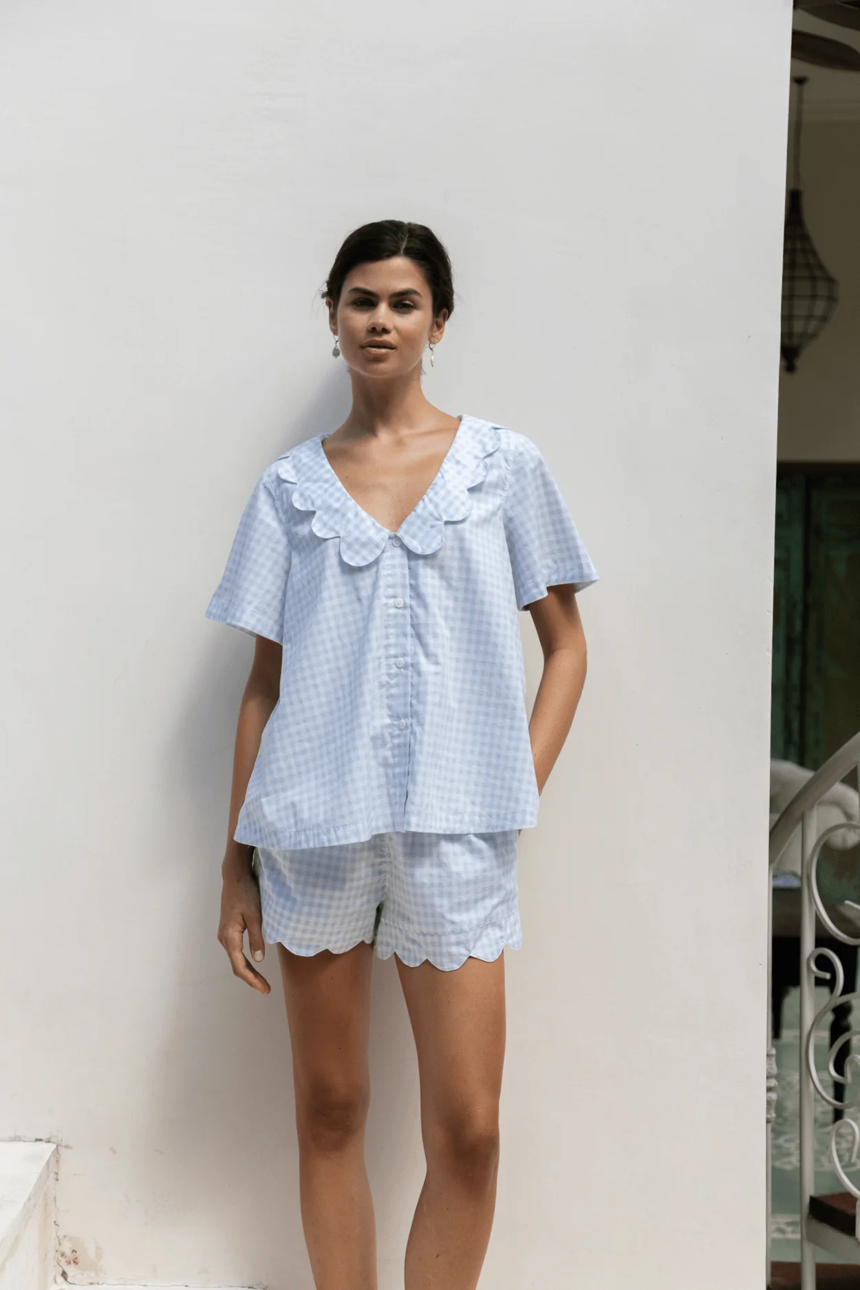 Penelope Sleep Set - Gingham Pale Blue - Image 9