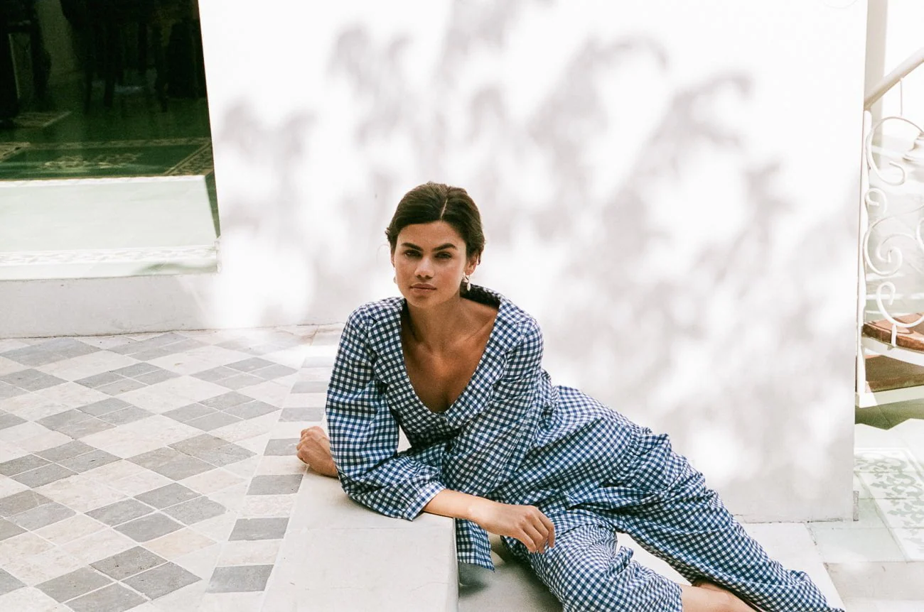 Penelope Sleep Set - Long - Gingham - Navy - Image 8