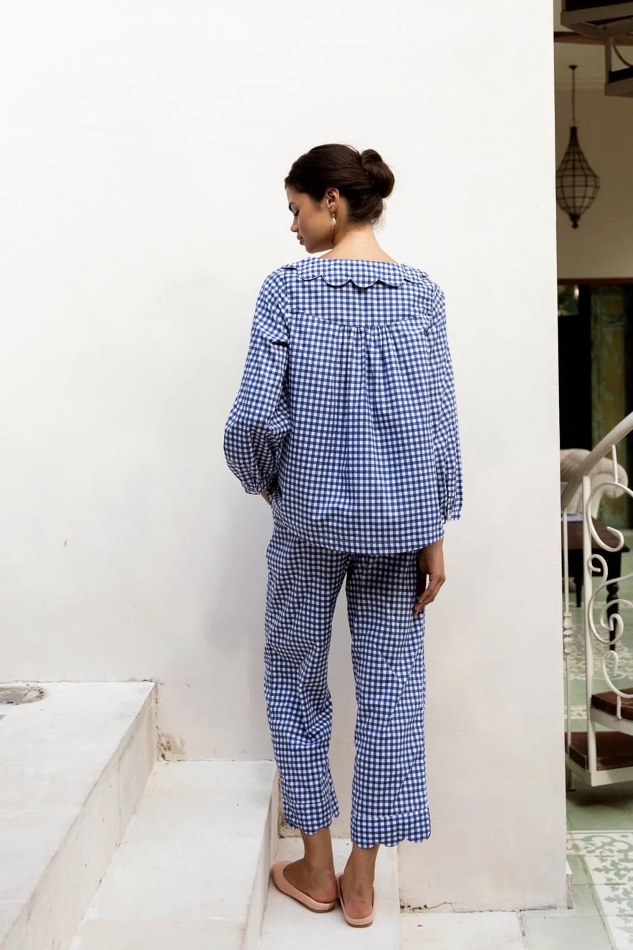 Penelope Sleep Set - Long - Gingham - Navy - Image 9