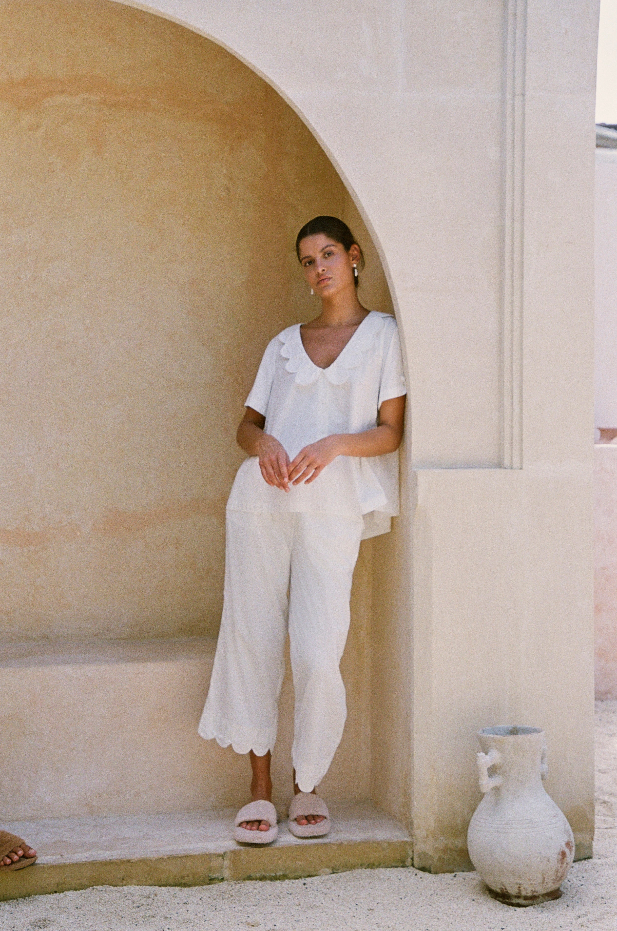Penelope Sleep Set - Pants - Cotton Modal - Off White - Image 10