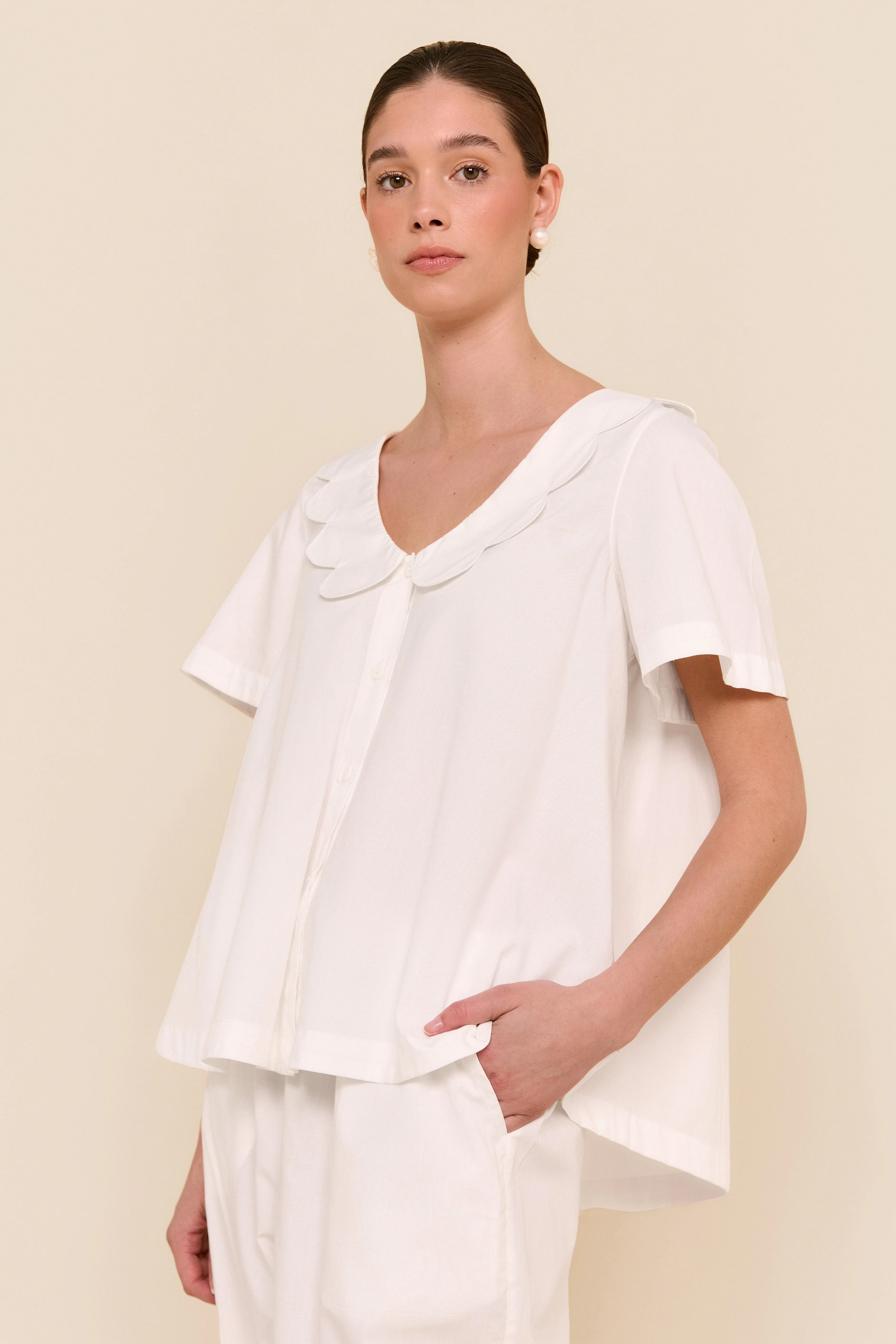 Penelope Sleep Set - Pants - Cotton Modal - Off White - Image 5