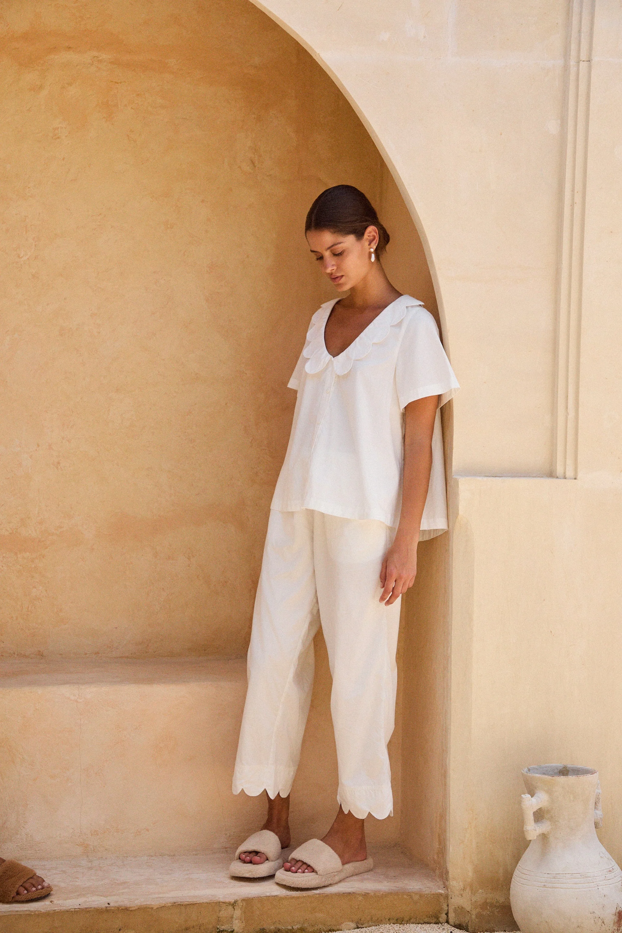 Penelope Sleep Set - Pants - Cotton Modal - Off White - Image 6