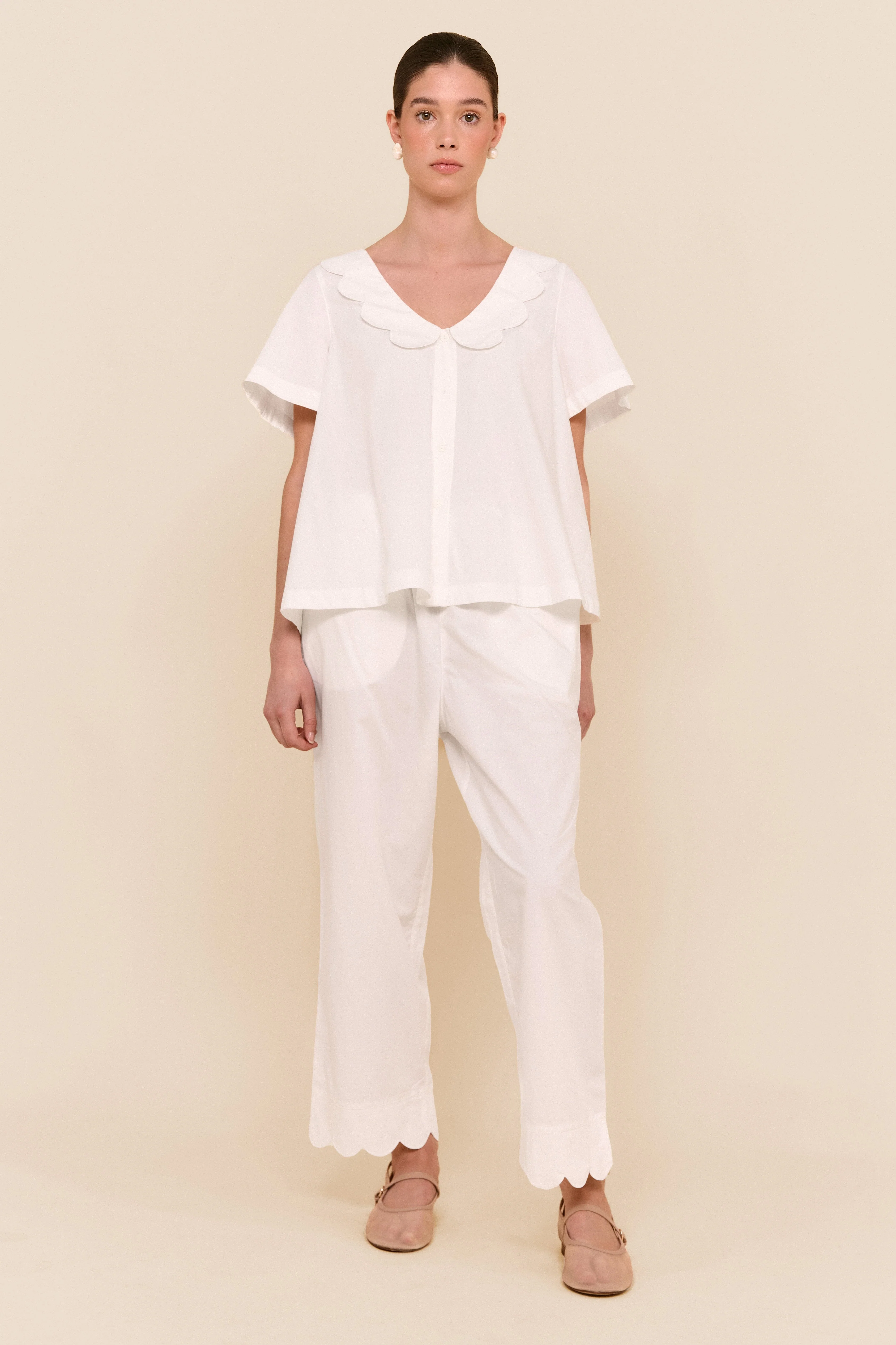 Penelope Sleep Set - Pants - Cotton Modal - Off White - Image 8