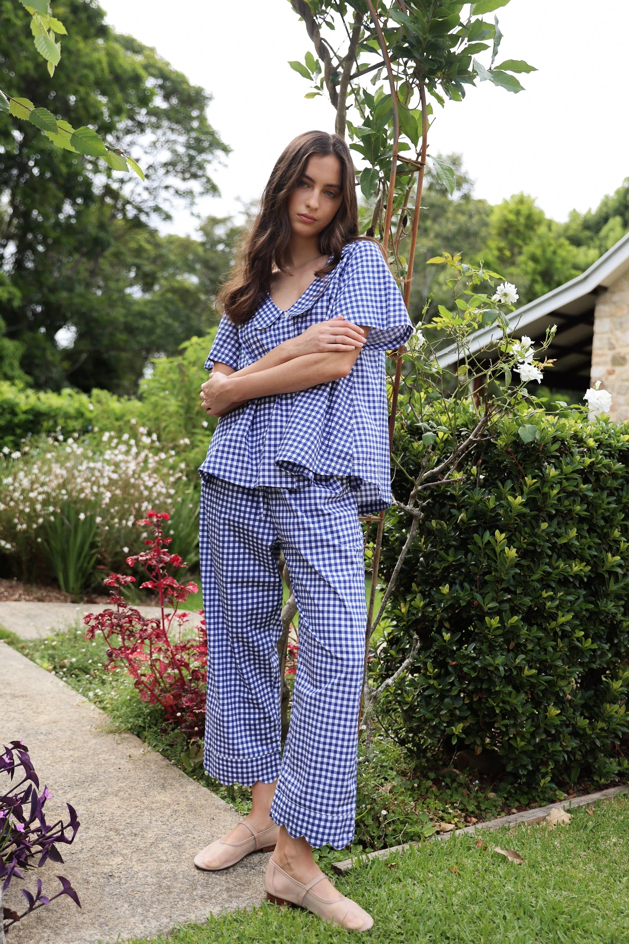 Penelope Sleep Set - Pants - Gingham - Navy - Image 3