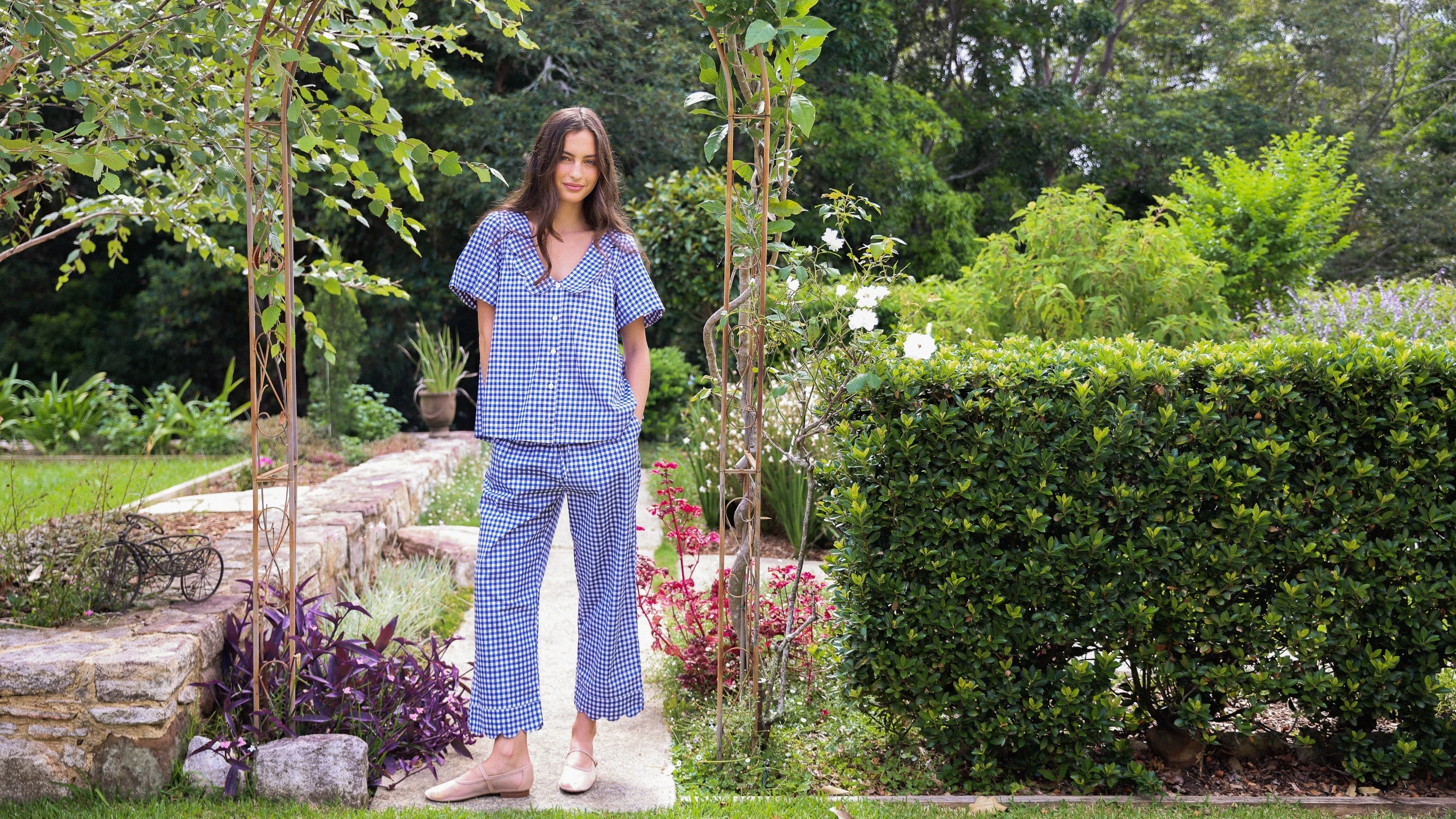 Penelope Sleep Set - Pants - Gingham - Navy - Image 4