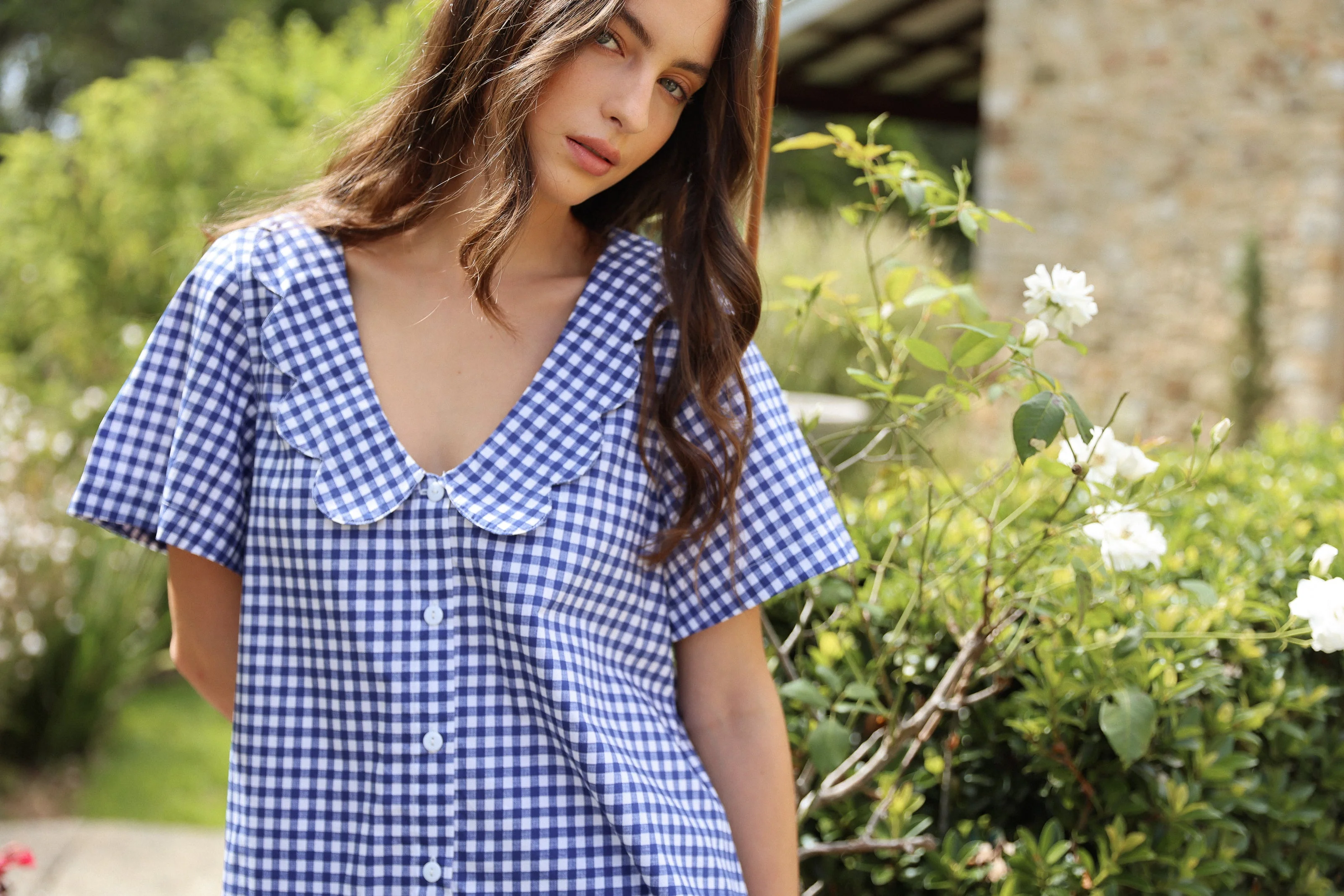 Penelope Sleep Set - Pants - Gingham - Navy - Image 5