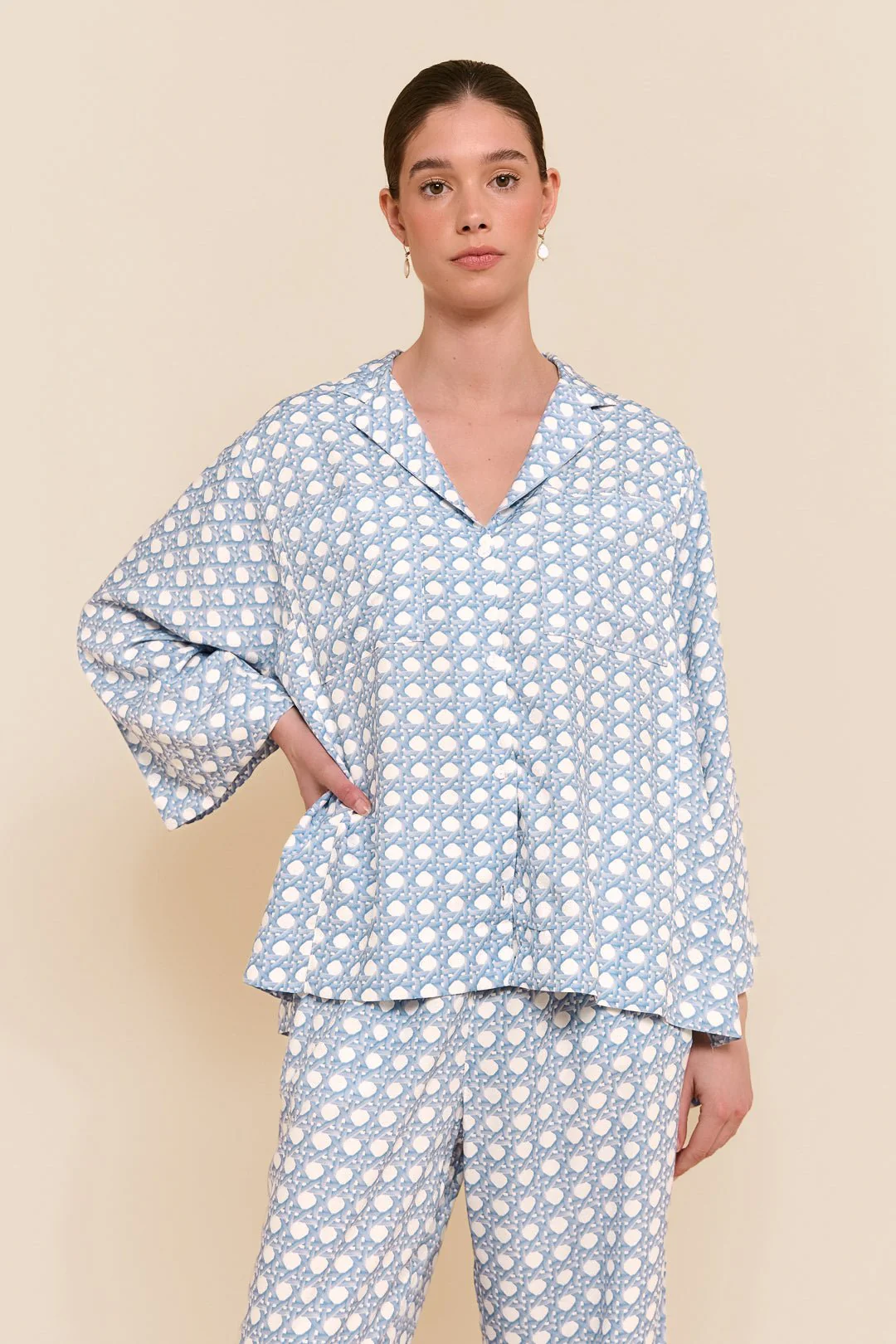 Peta Sleep Set - Long - ECOVERO™ - Rattan - Cornflower Blue - Image 8