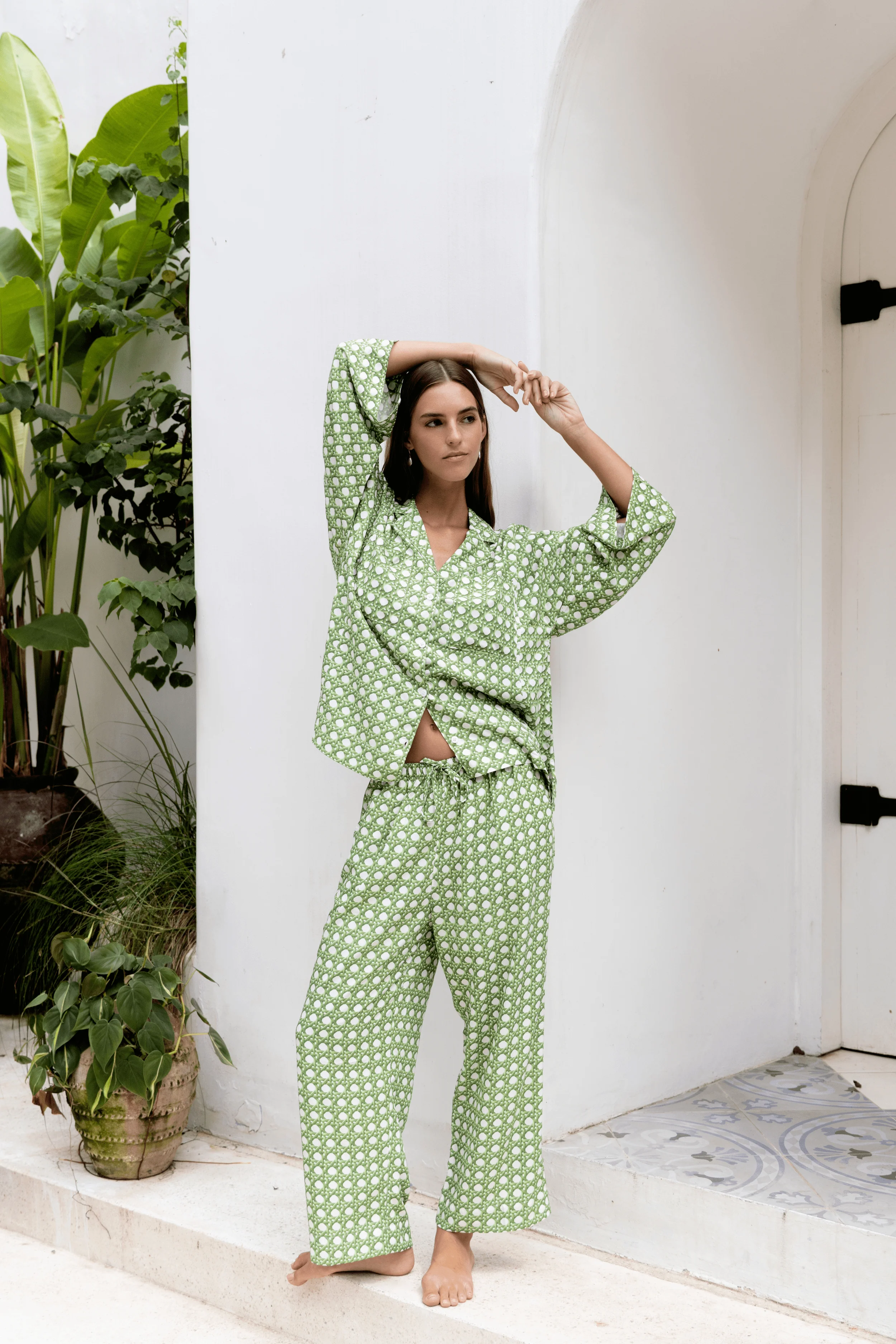 Peta Sleep Set - Long - ECOVERO™ - Rattan Green - Image 3