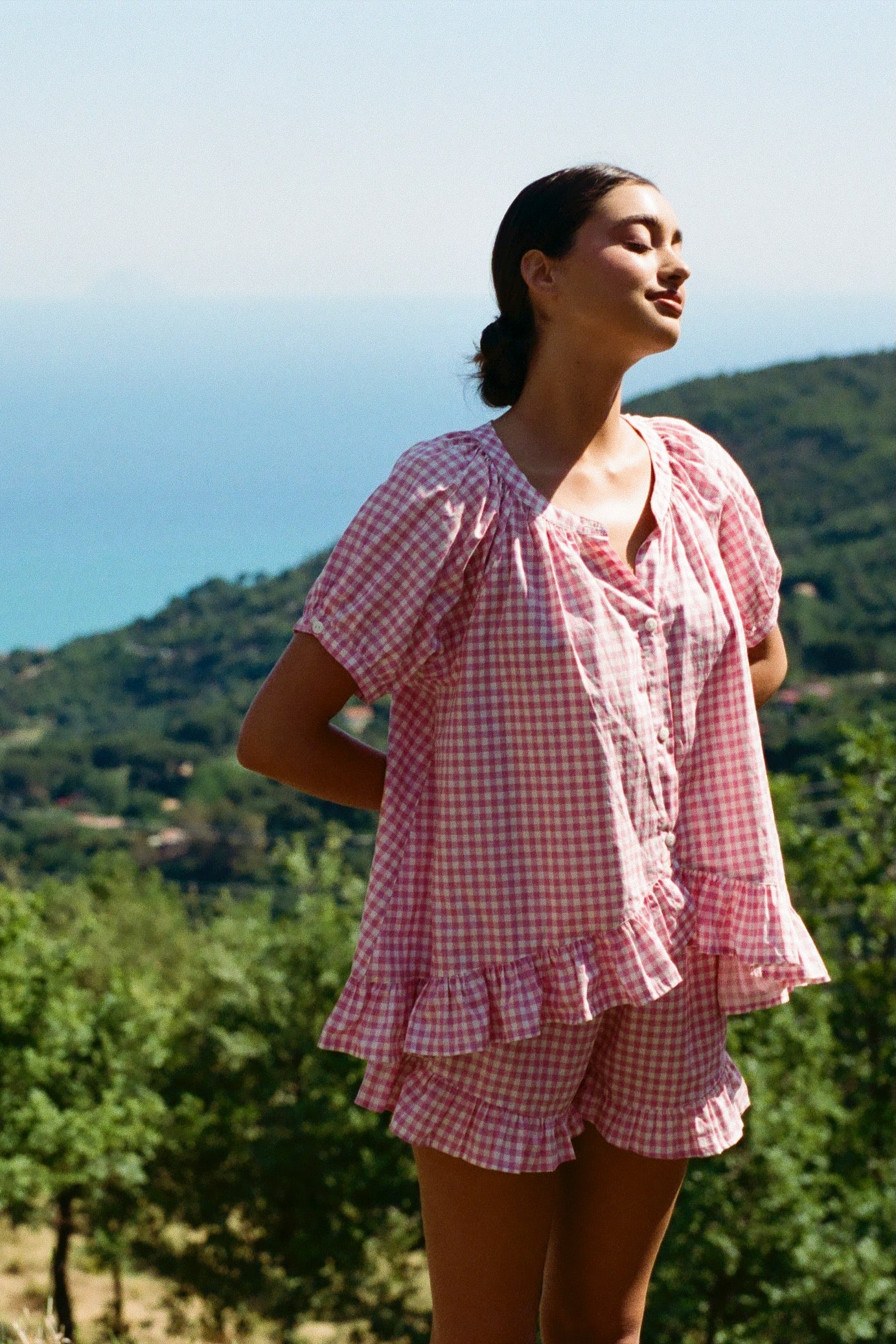 Sophie Sleep Set - Cotton - Gingham Berry - Image 5