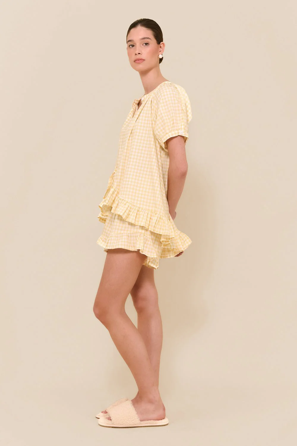 Sophie Sleep Set - Cotton - Gingham Yellow - Image 6
