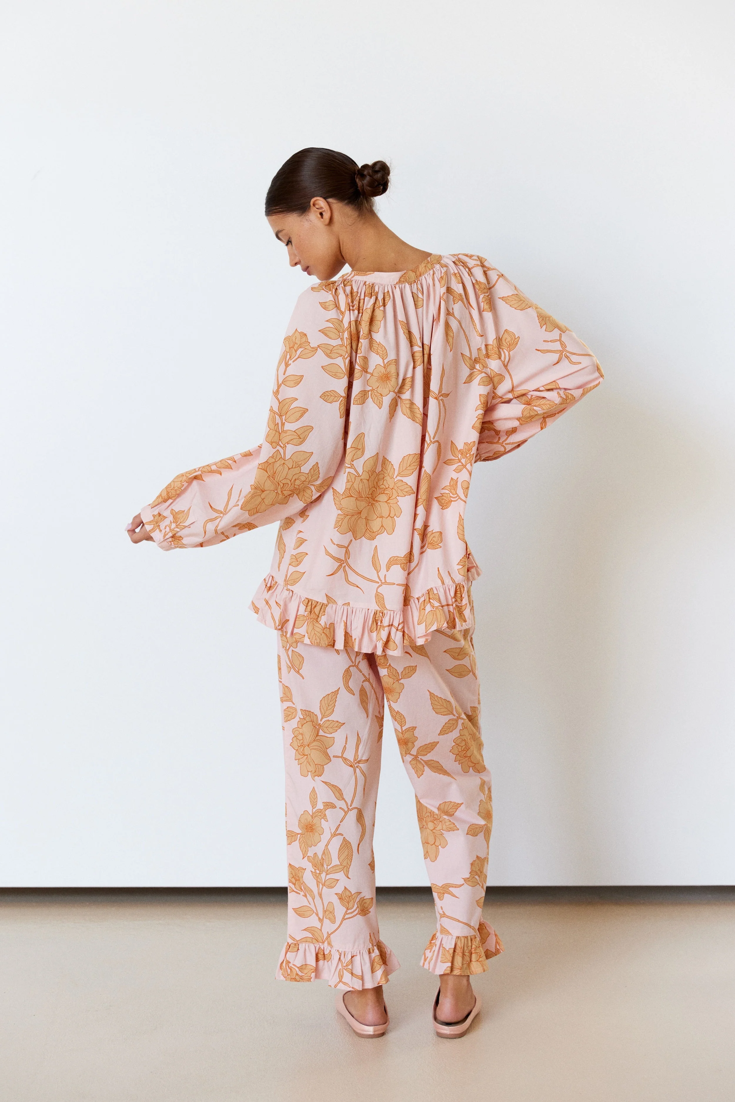 Sophie Sleep Set - Long - Cotton Modal - Romantic Floral Peach - Image 11