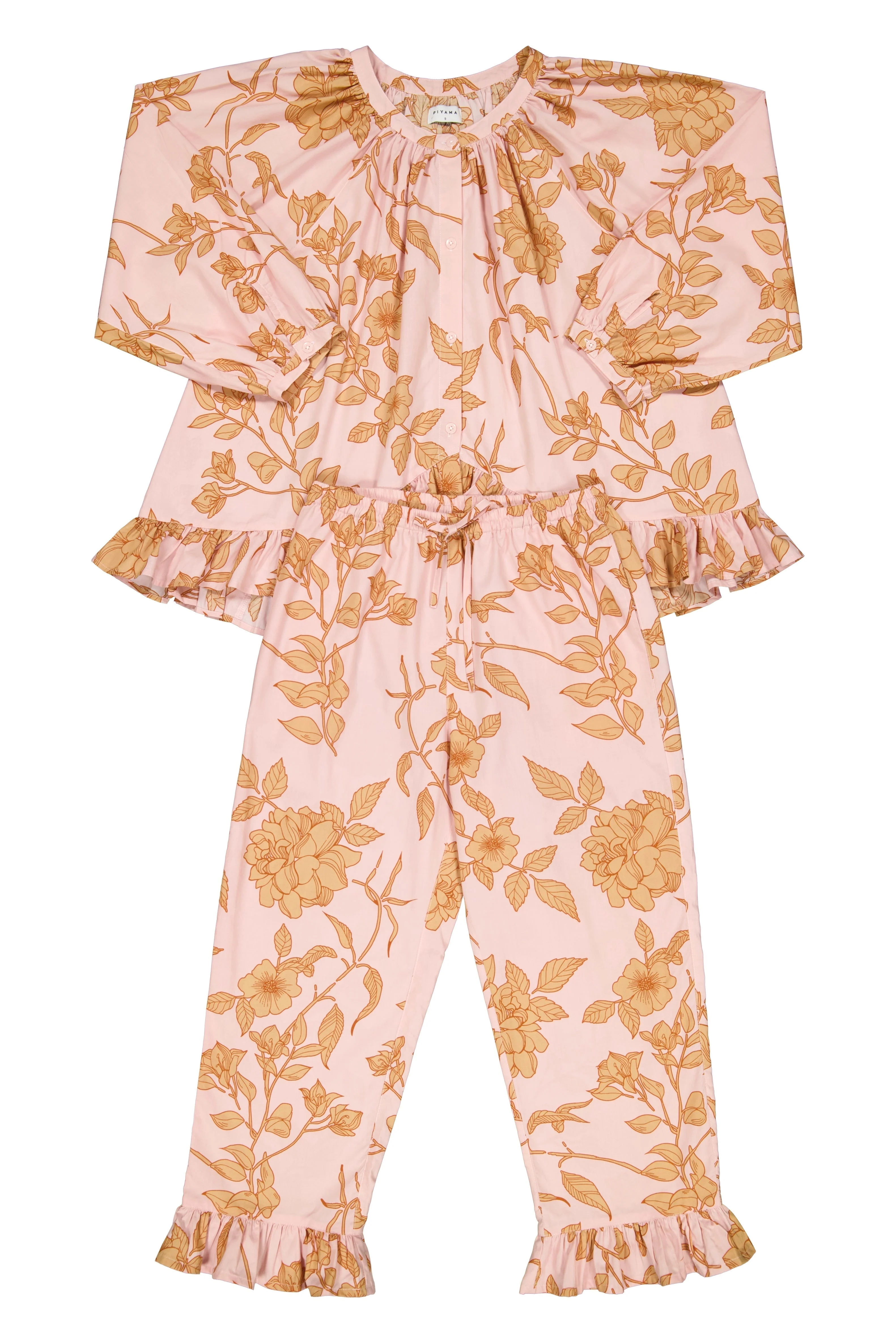 Sophie Sleep Set - Long - Cotton Modal - Romantic Floral Peach - Image 7